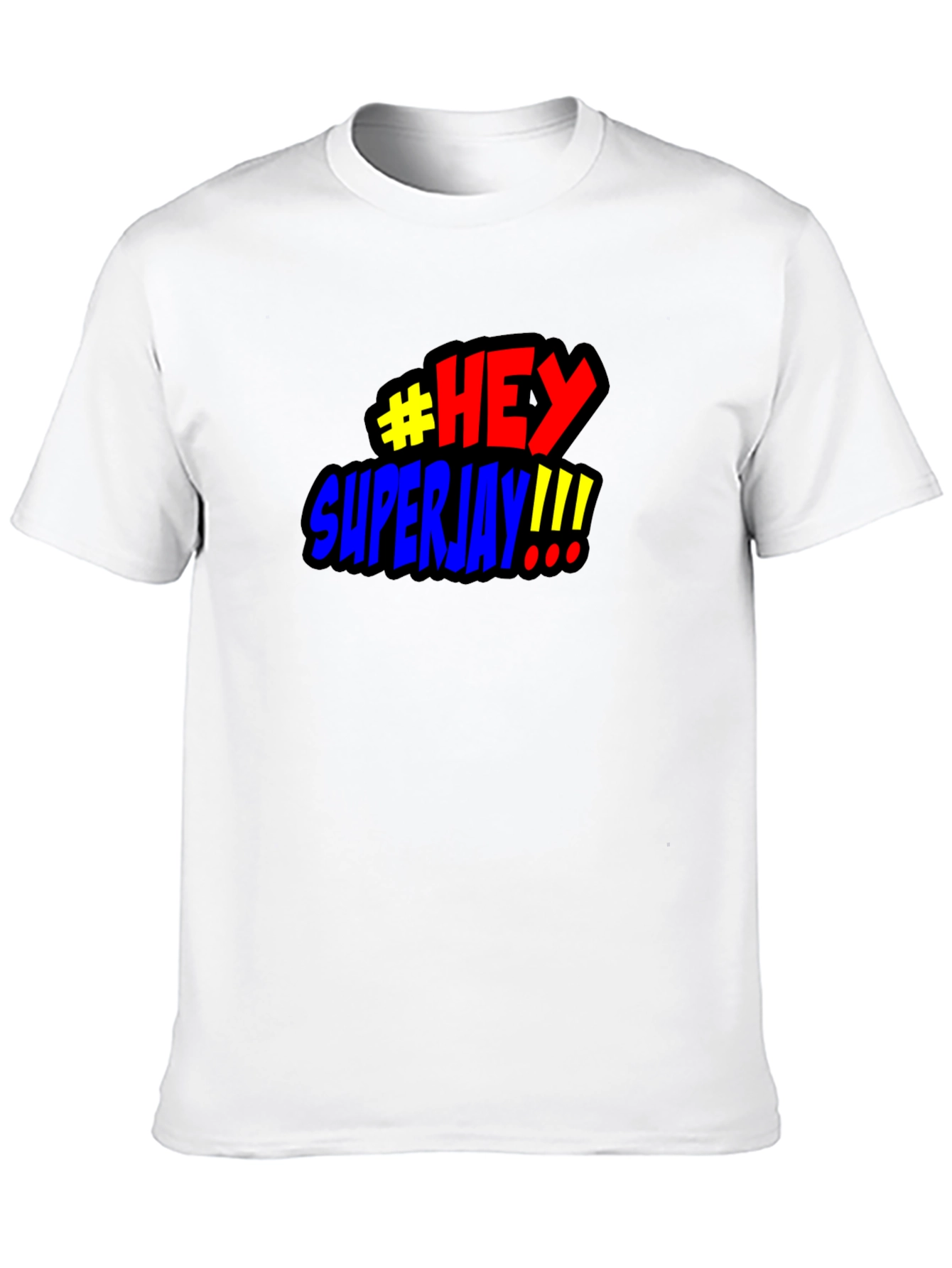 #HEY Superjay!!! Mens Black Graphic T-Shirt