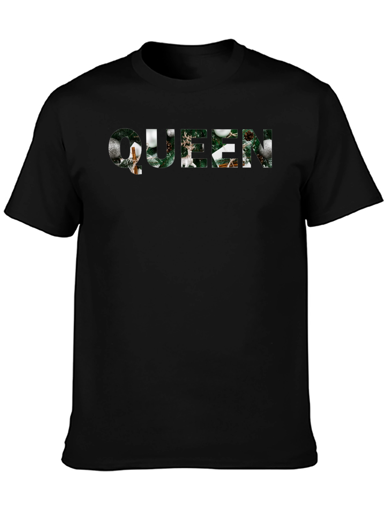 Queen Christmas Holiday Black T-Shirt