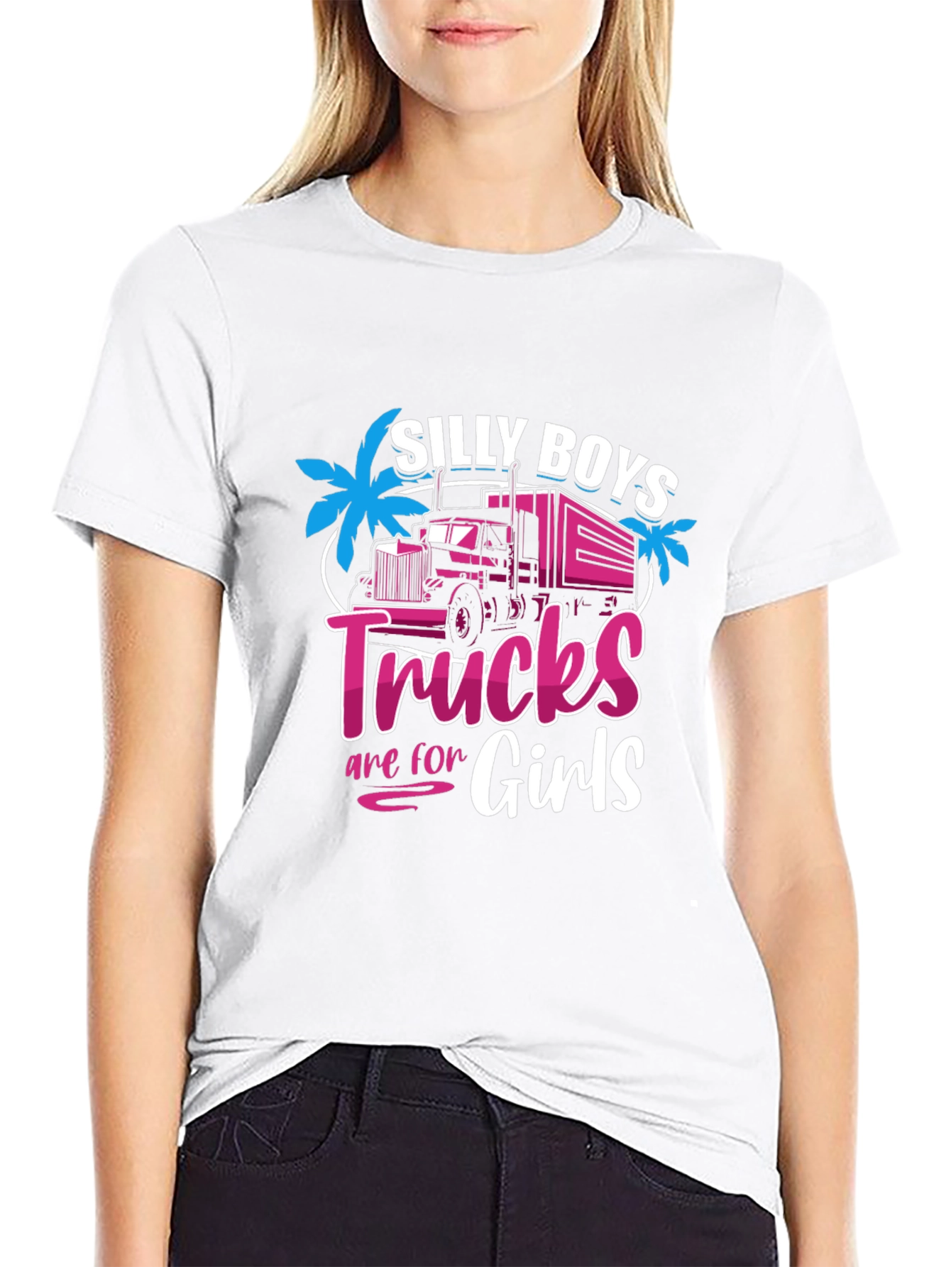 Silly Boys Trucks Are For Girls Black T-Shirt