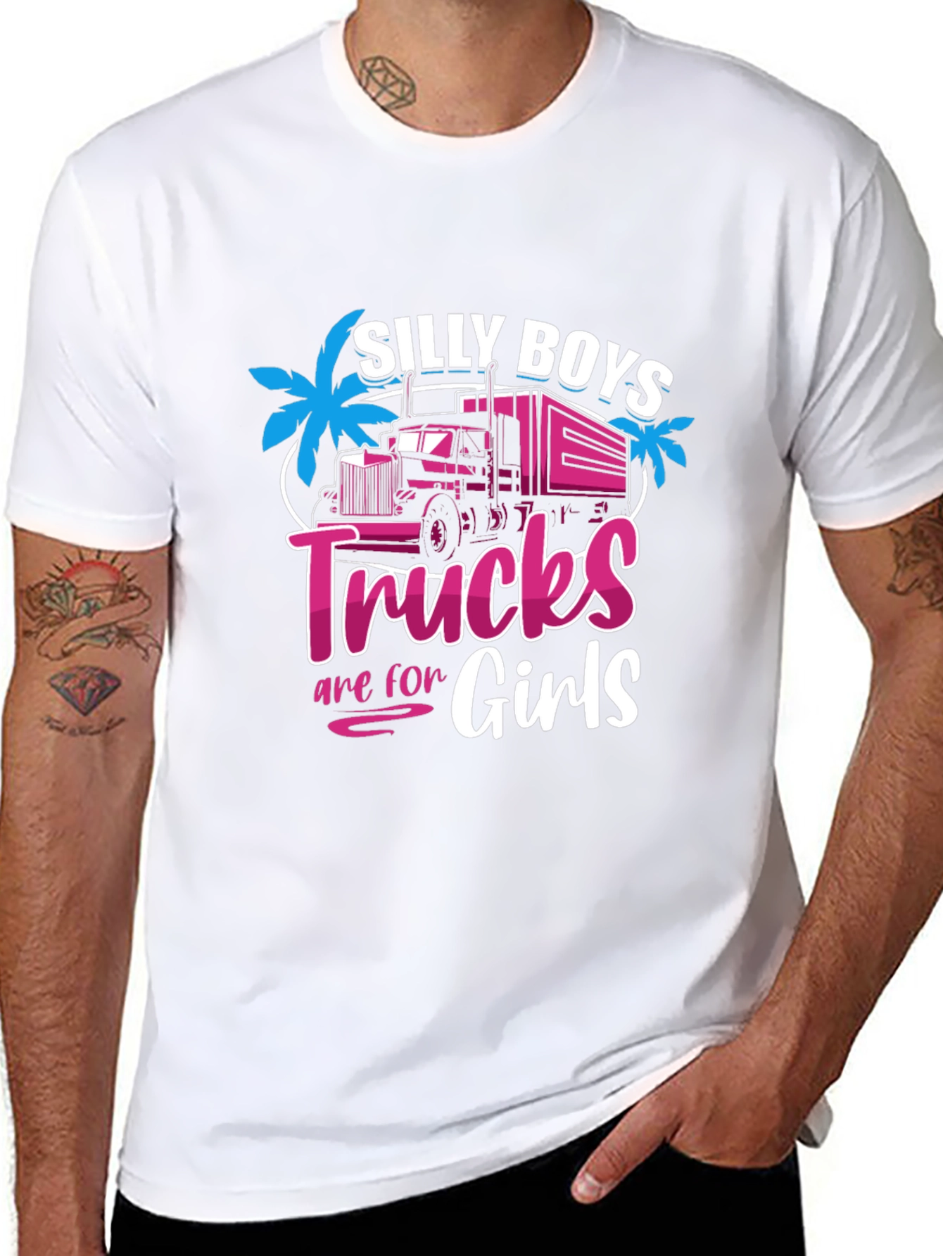 Silly Boys Trucks Are For Girls Black T-Shirt