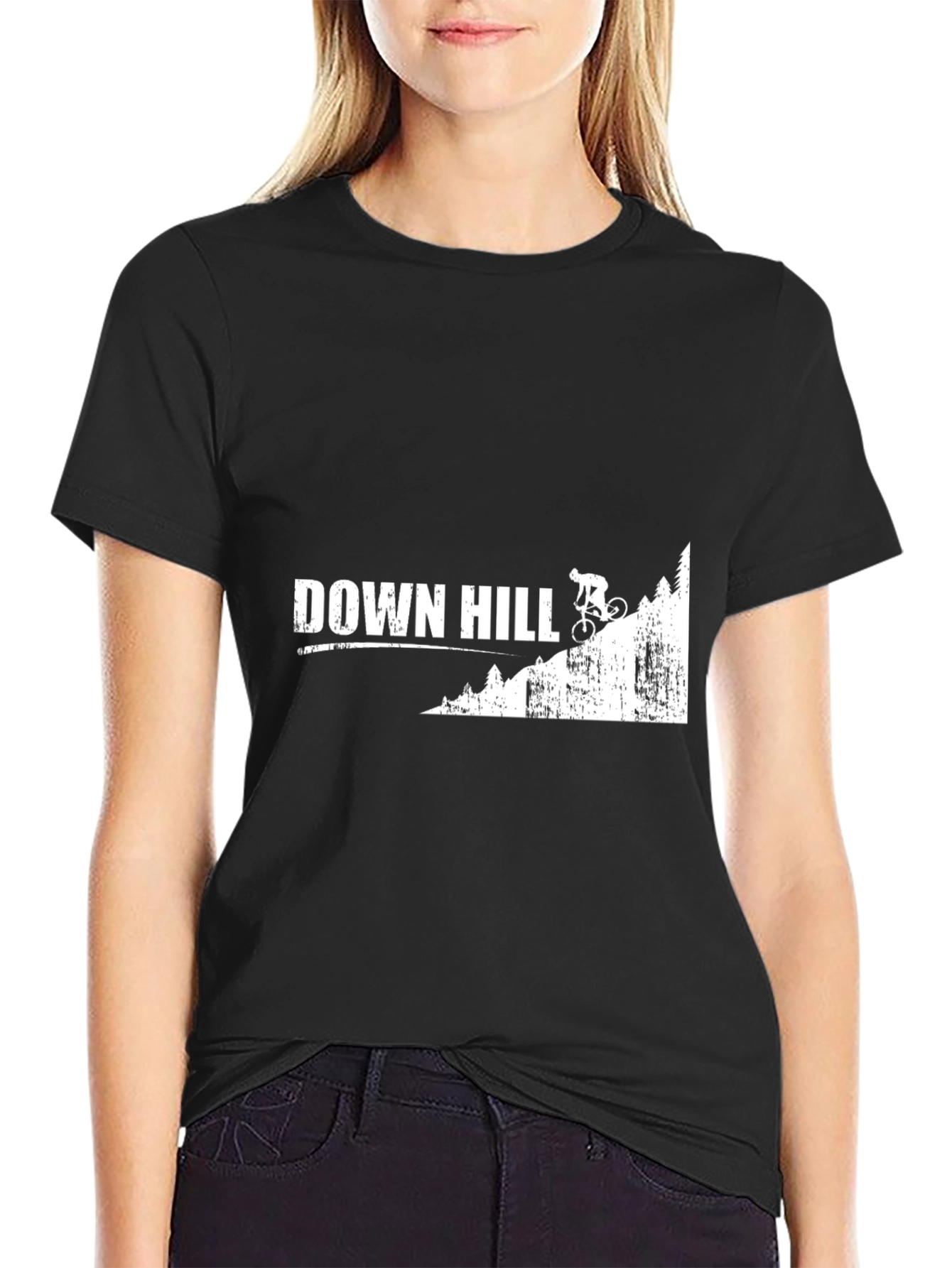 Downhill Mountain Biking Graphic Tee - Black
