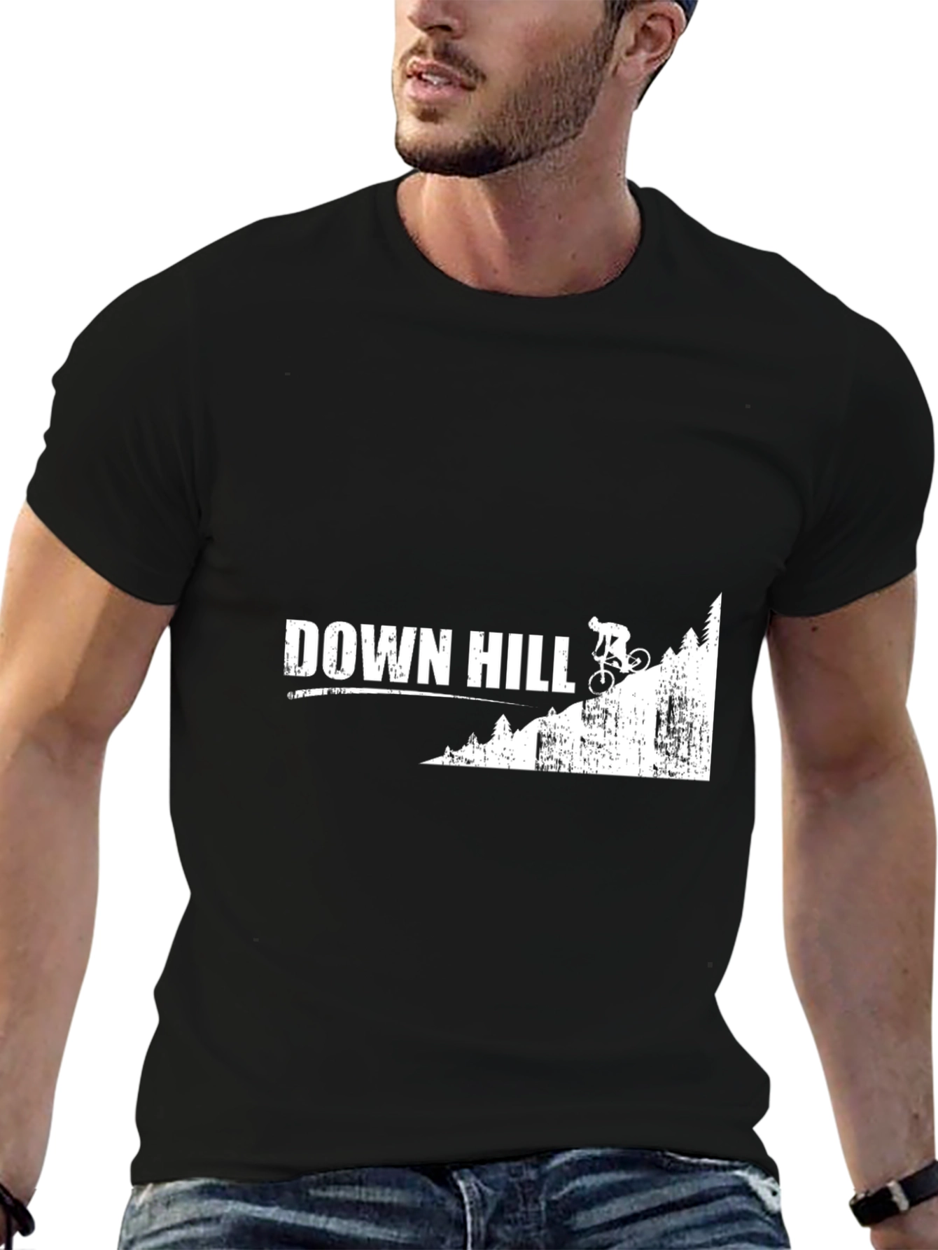 Downhill Mountain Biking Graphic Tee - Black