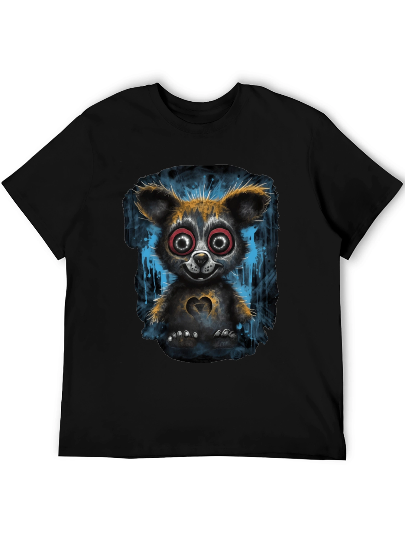 Creepy Cute Bear Graphic T-Shirt - Black
