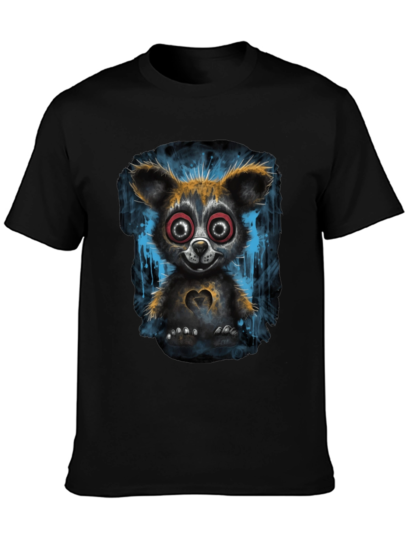 Creepy Cute Bear Graphic T-Shirt - Black