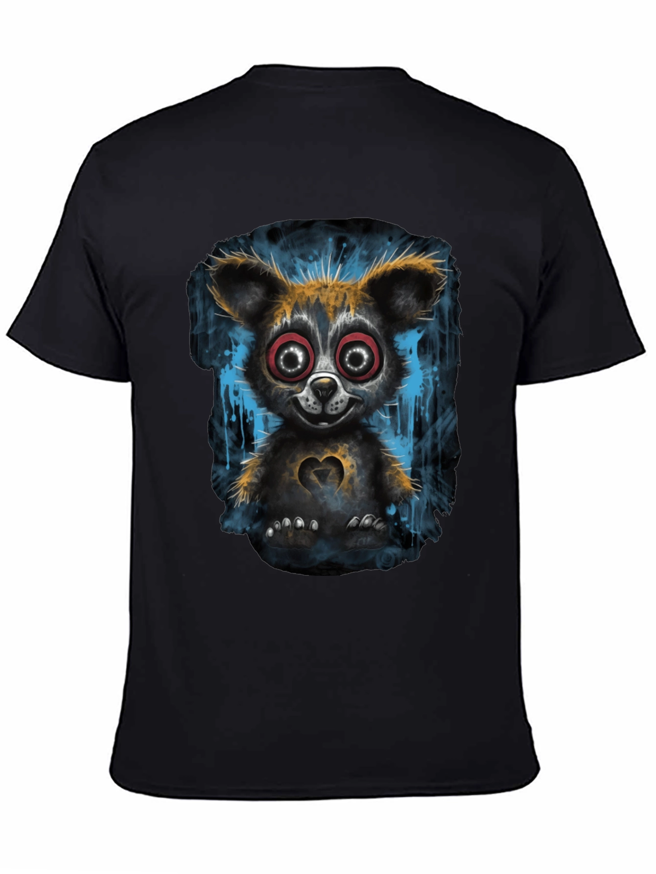 Creepy Cute Bear Graphic T-Shirt - Black