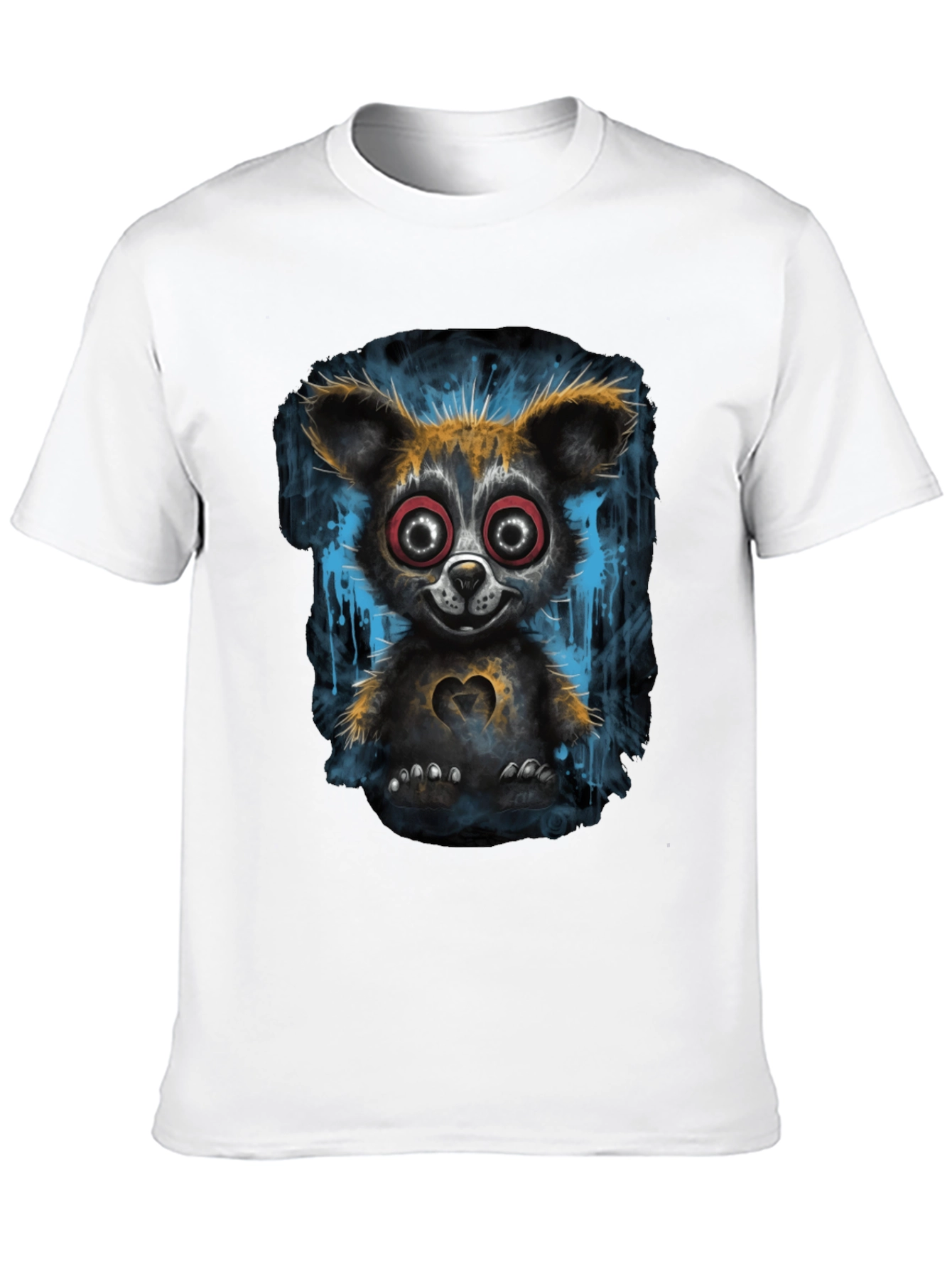 Creepy Cute Bear Graphic T-Shirt - Black