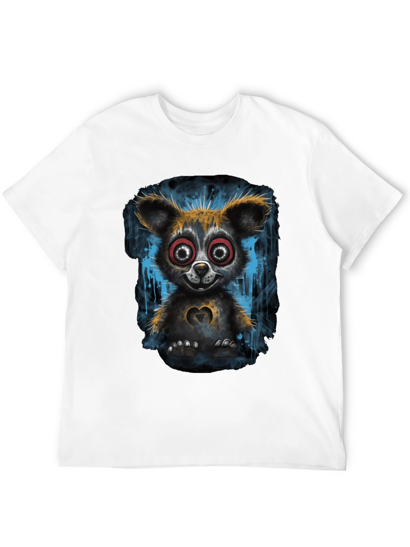 Creepy Cute Bear Graphic T-Shirt - Black