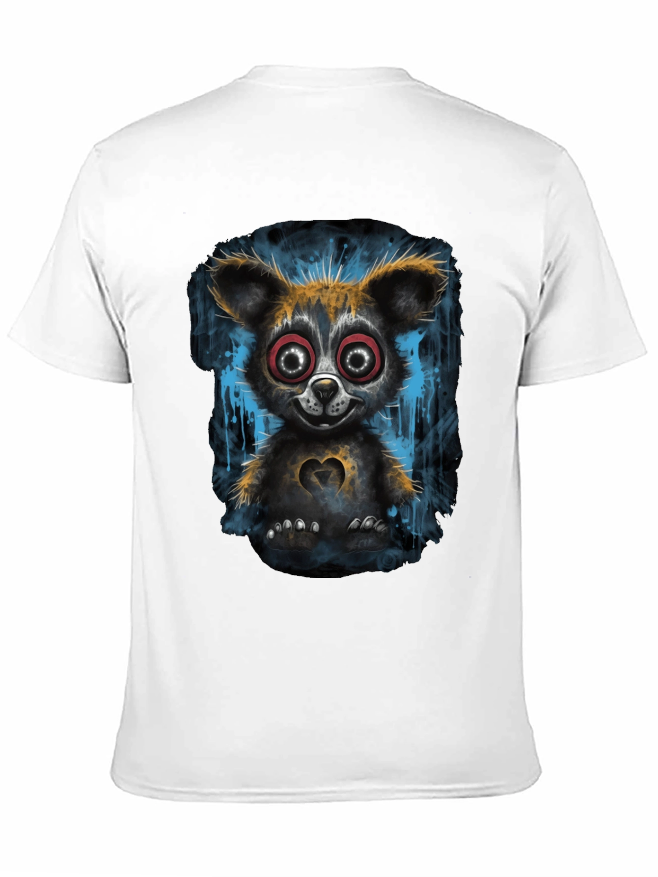 Creepy Cute Bear Graphic T-Shirt - Black