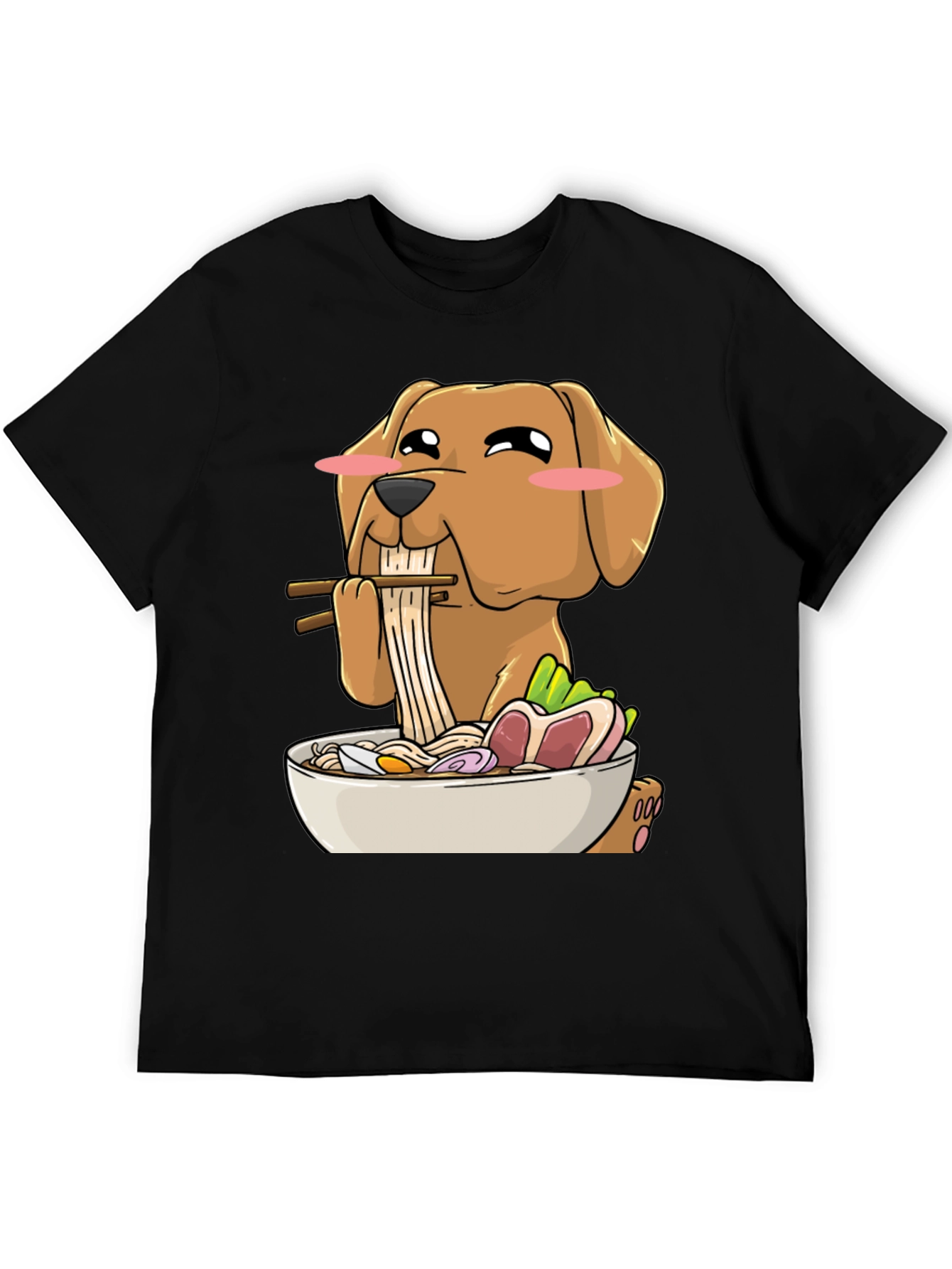 Dog Eating Ramen Funny T-Shirt