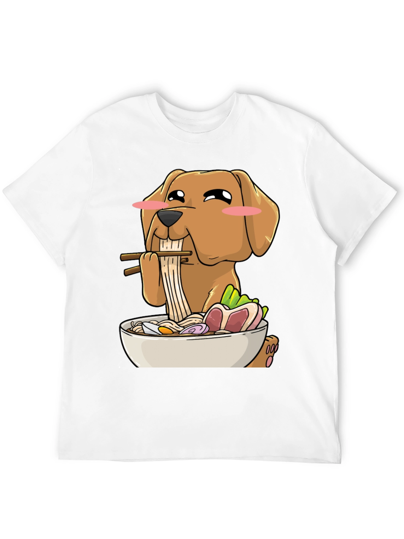 Dog Eating Ramen Funny T-Shirt