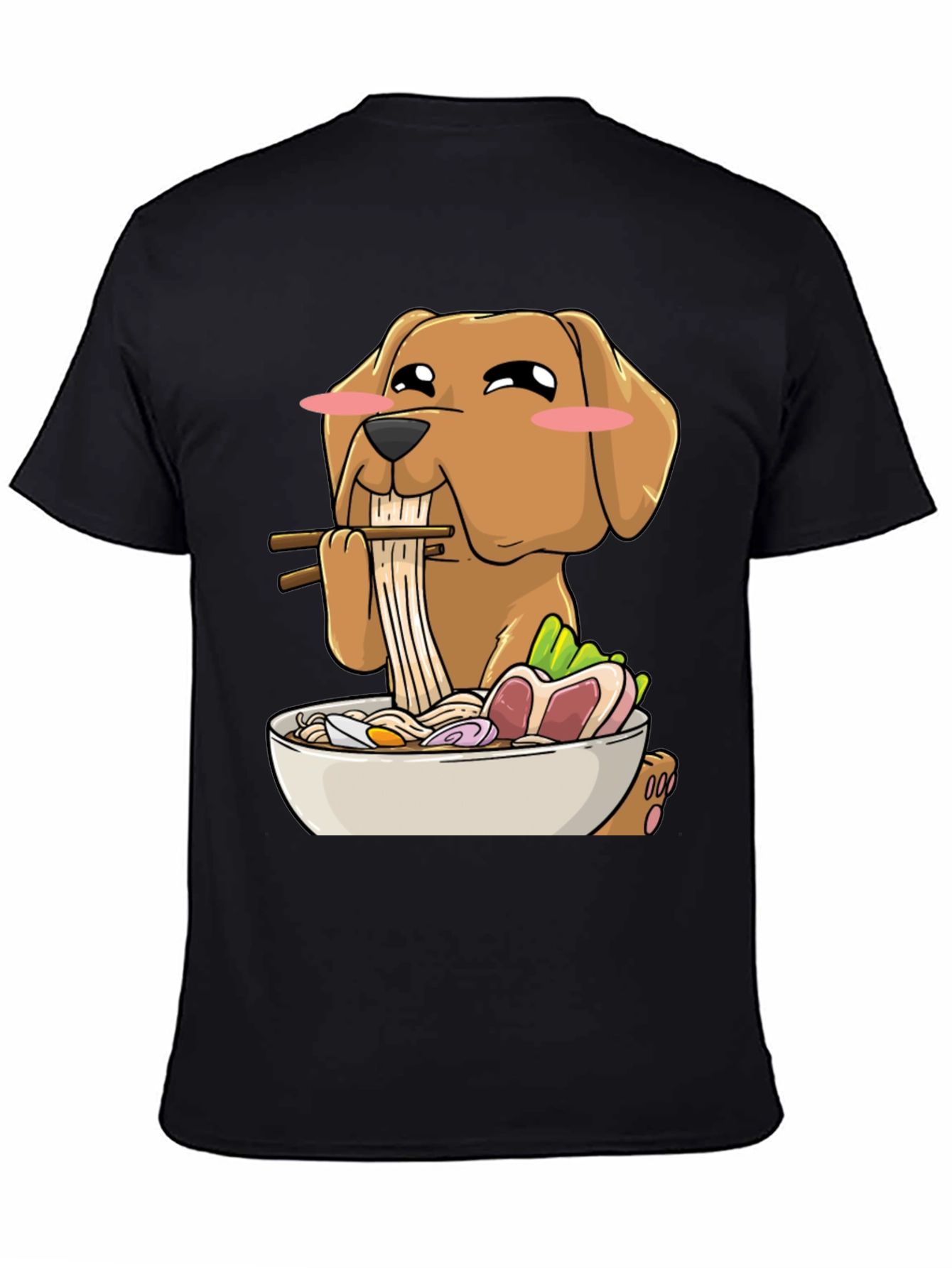 Dog Eating Ramen Funny T-Shirt
