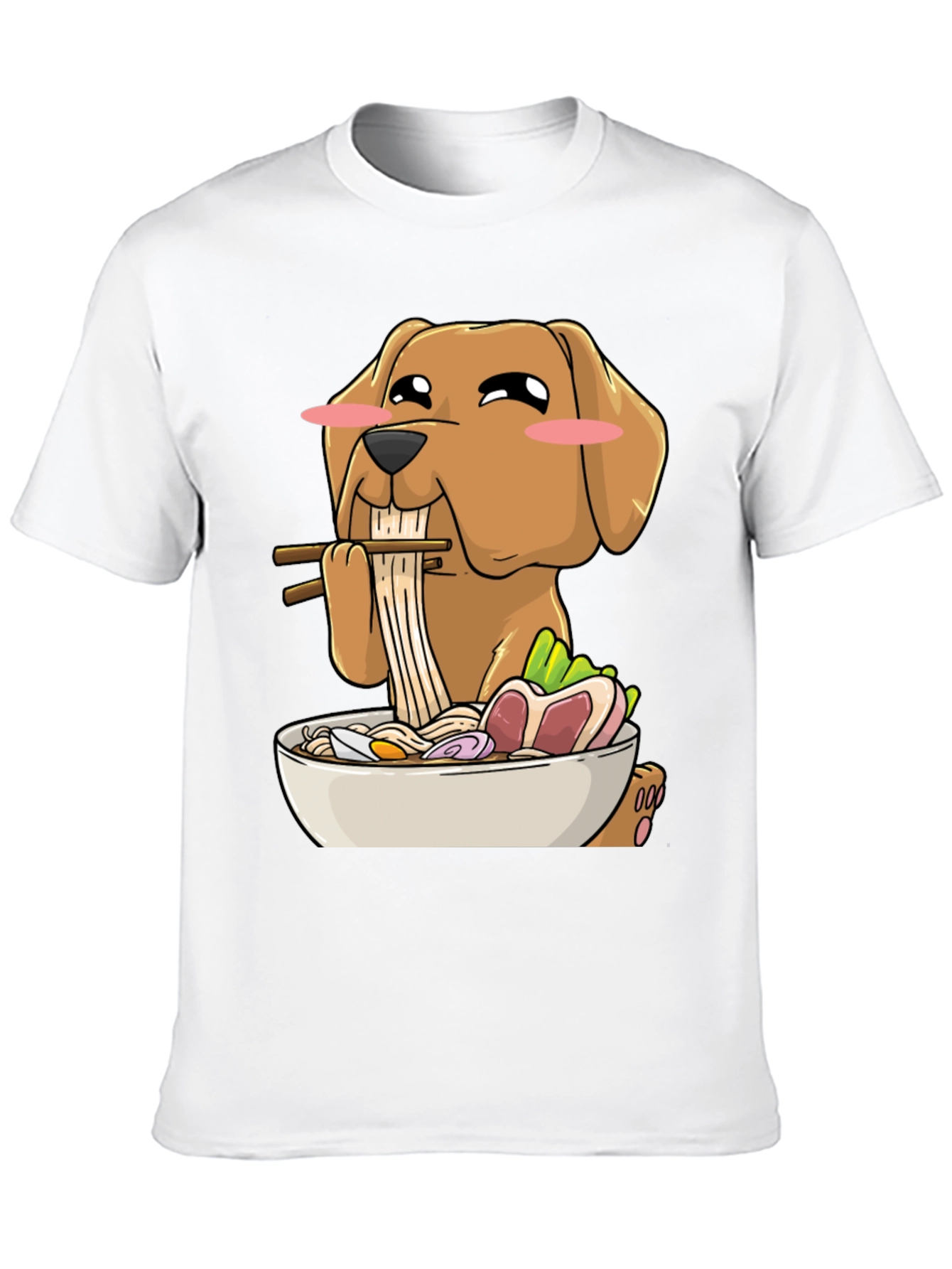 Dog Eating Ramen Funny T-Shirt