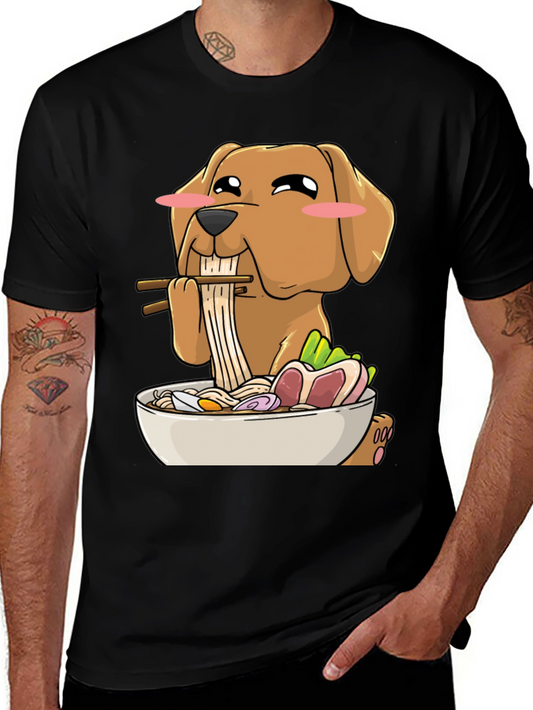 Dog Eating Ramen Funny T-Shirt