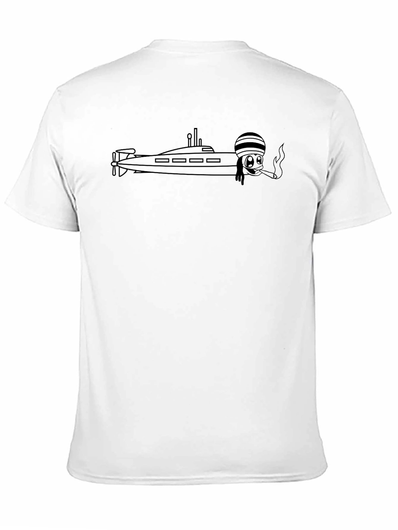 Submarine Cartoon Graphic Black T-Shirt