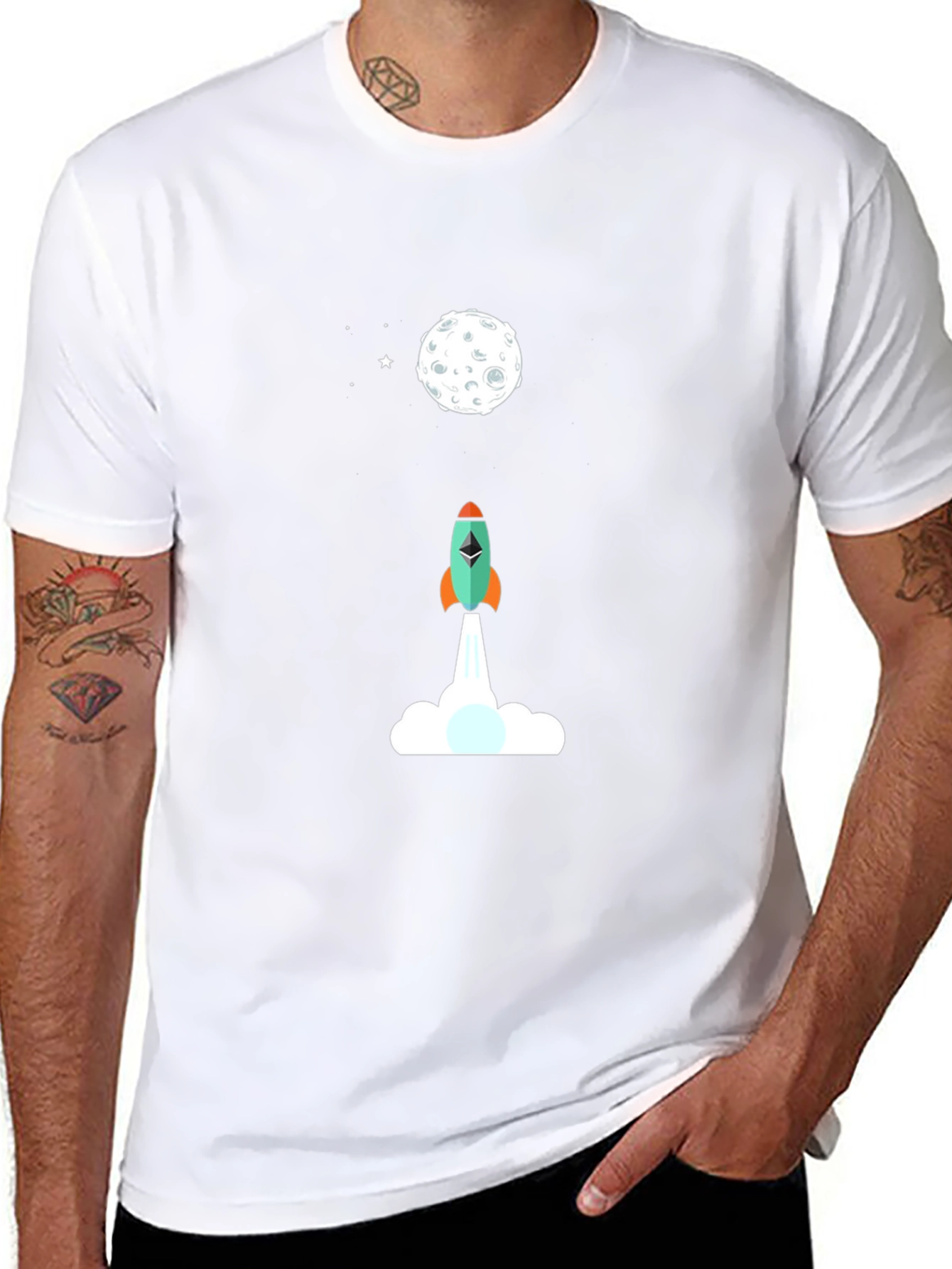 Ethereum Rocket to the Moon Black T-Shirt