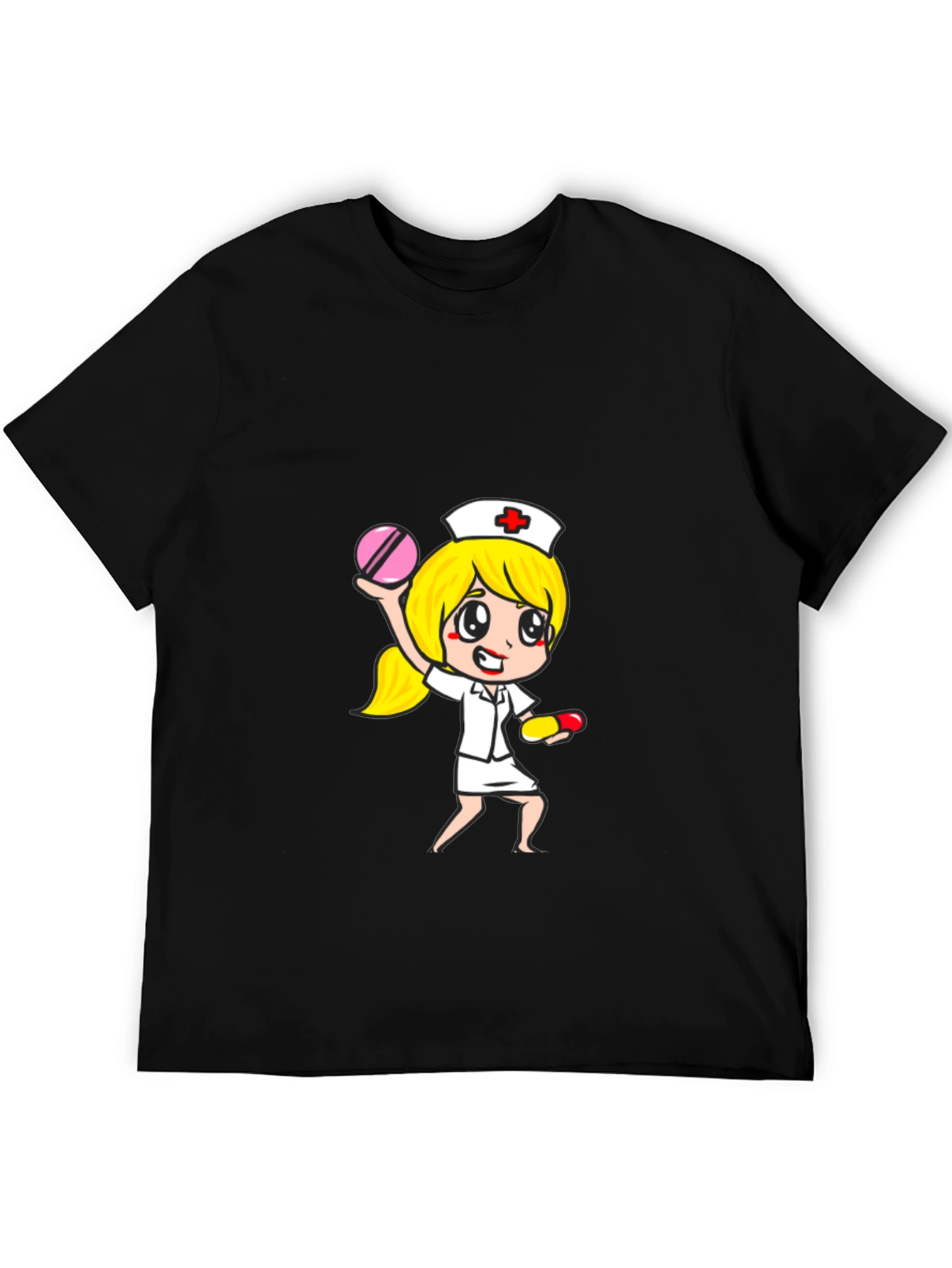 Nurse Cartoon Graphic Tee - Unisex Black T-Shirt
