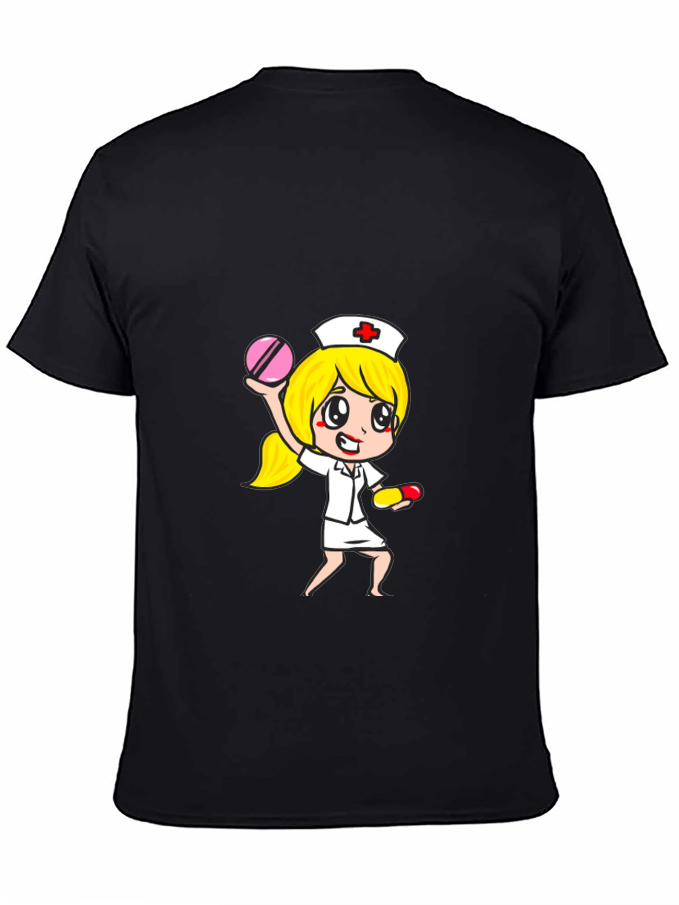 Nurse Cartoon Graphic Tee - Unisex Black T-Shirt