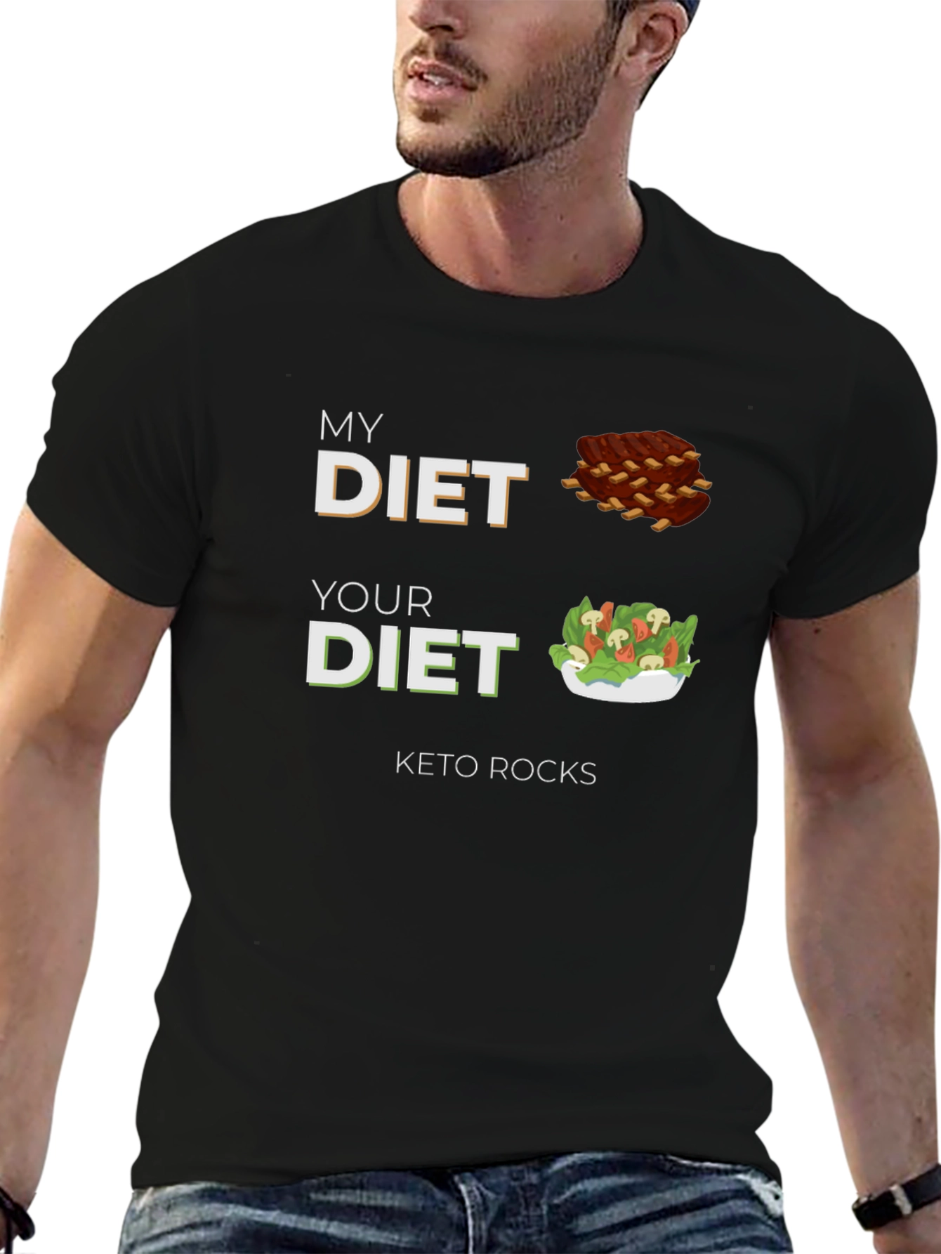 Keto Rocks Diet T-Shirt - Funny Carb Lover Tee