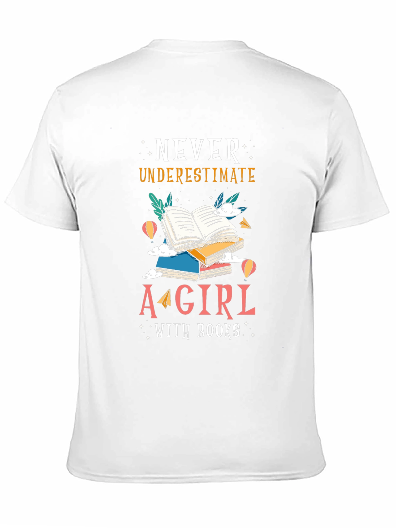 Never Underestimate Girl with Books Tee