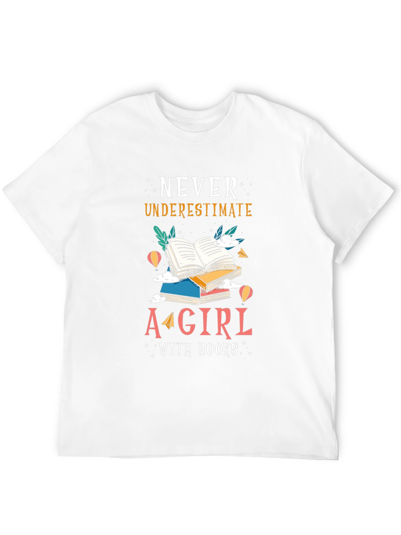 Never Underestimate Girl with Books Tee