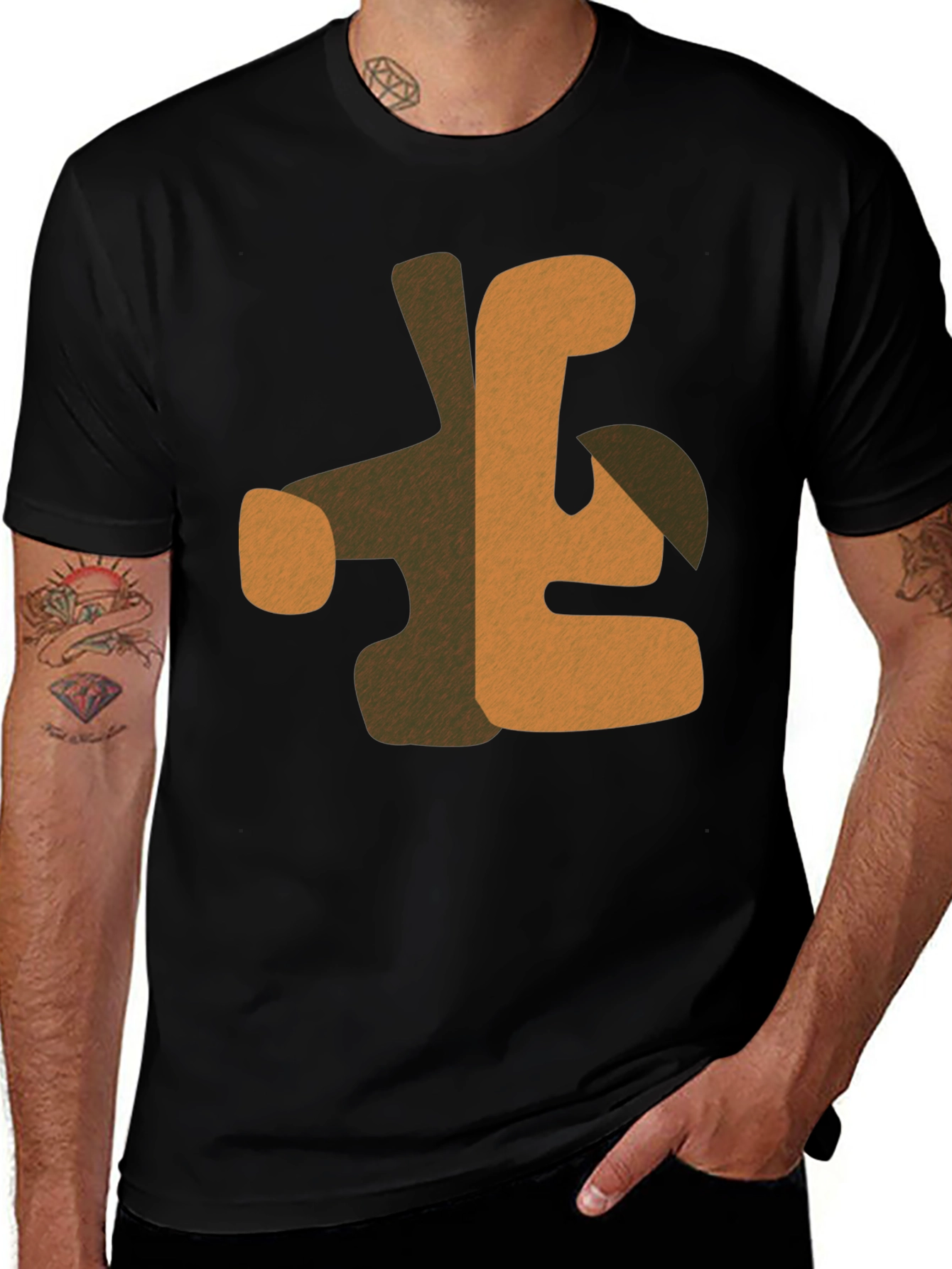 Abstract Graphic Print Mens Black T-Shirt