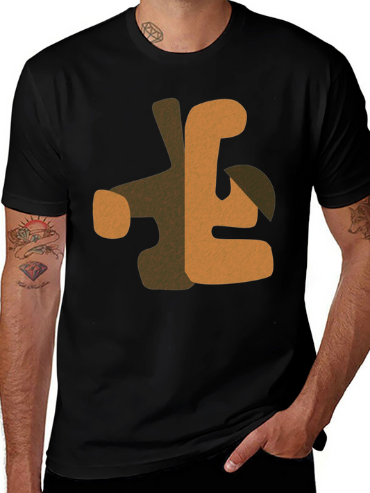 Abstract Graphic Print Mens Black T-Shirt