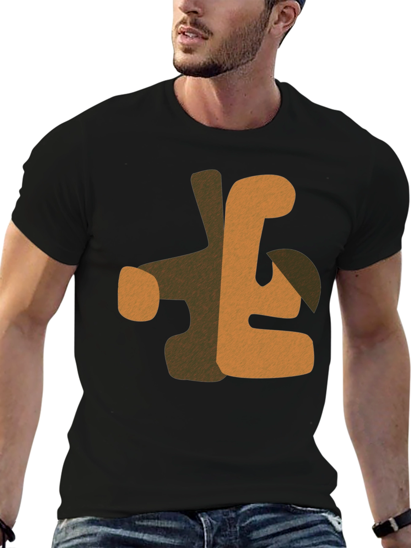 Abstract Graphic Print Mens Black T-Shirt