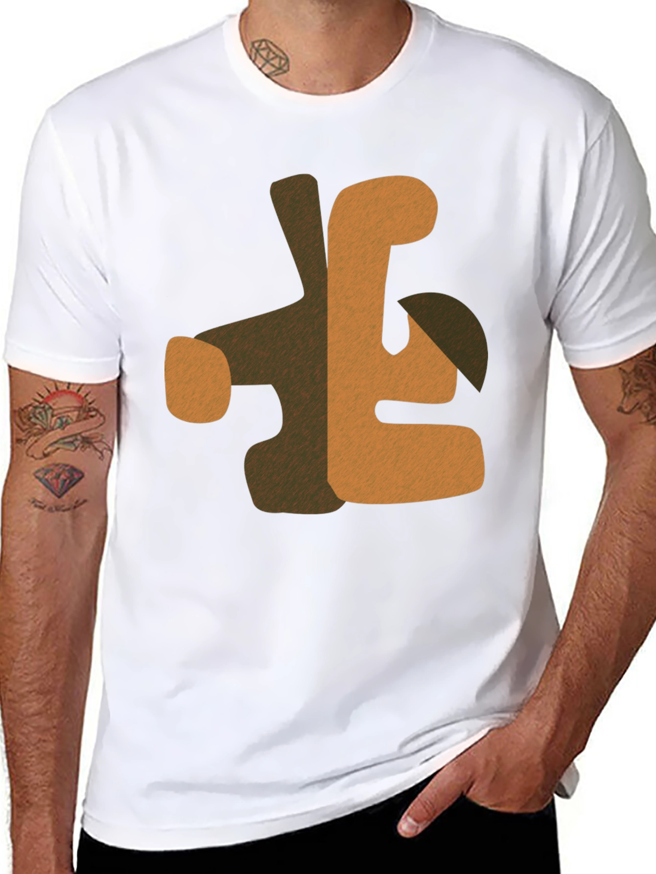 Abstract Graphic Print Mens Black T-Shirt
