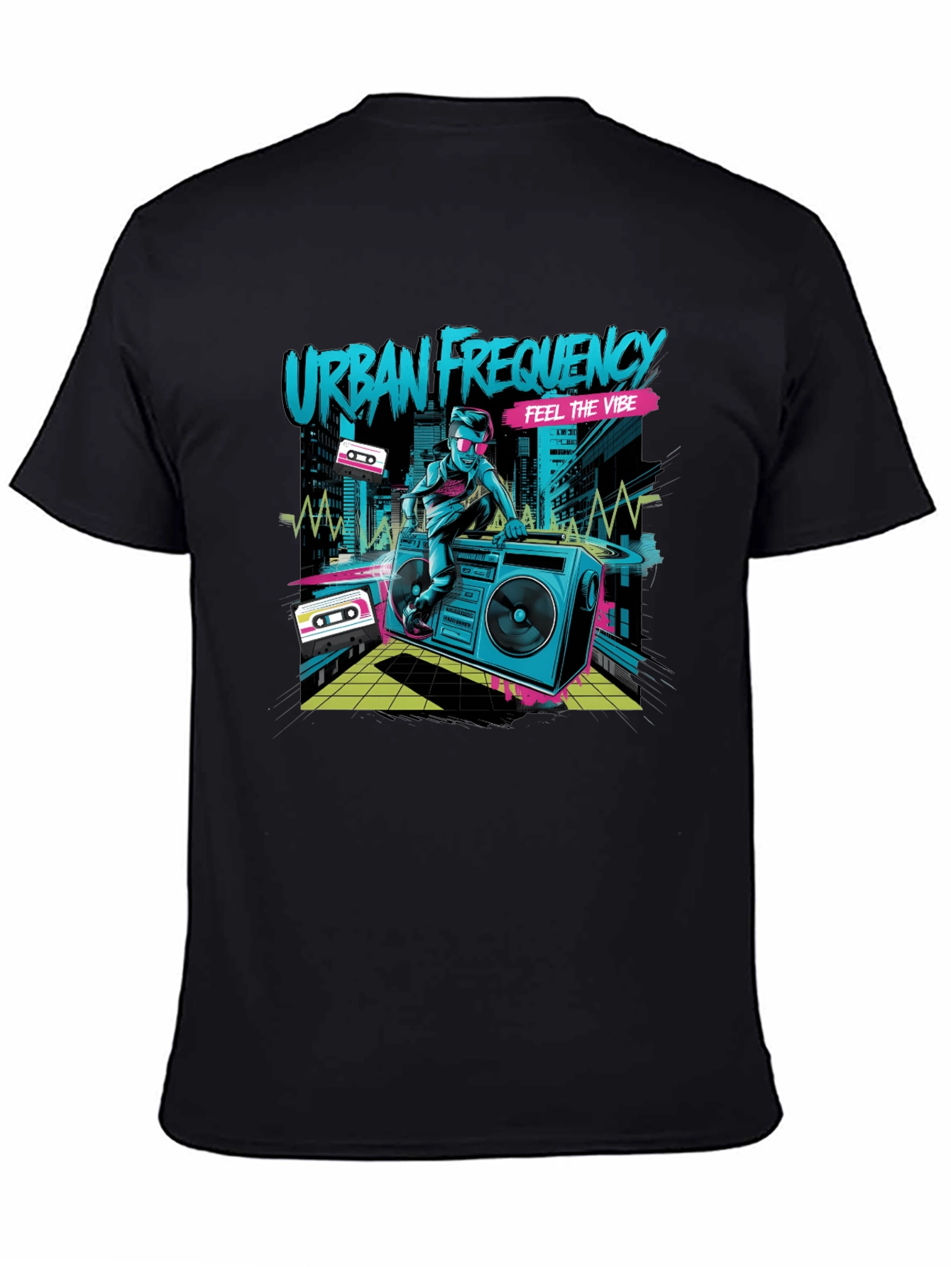 Urban Frequency Black Graphic T-Shirt