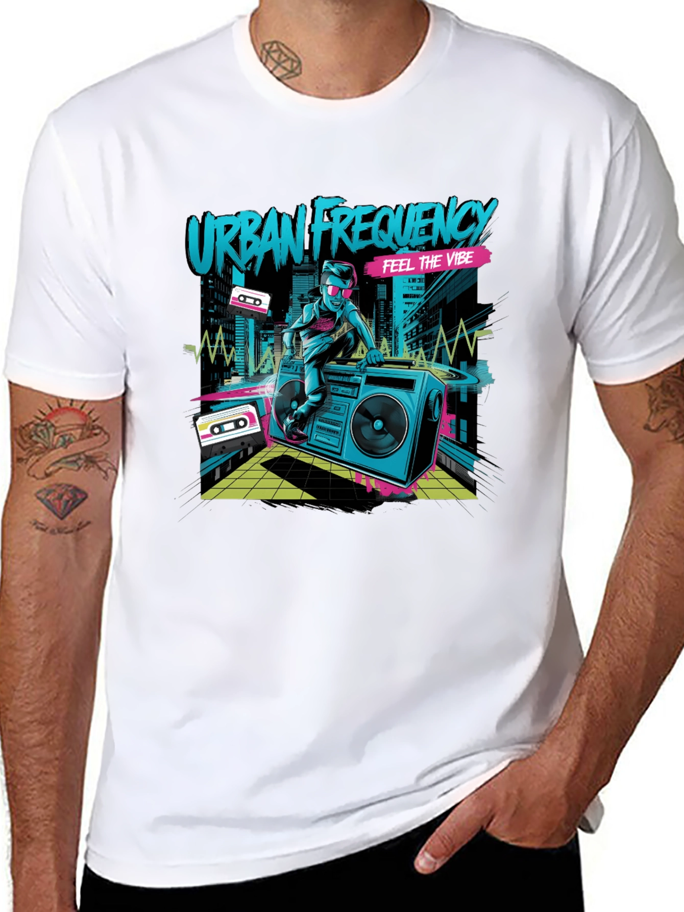Urban Frequency Black Graphic T-Shirt