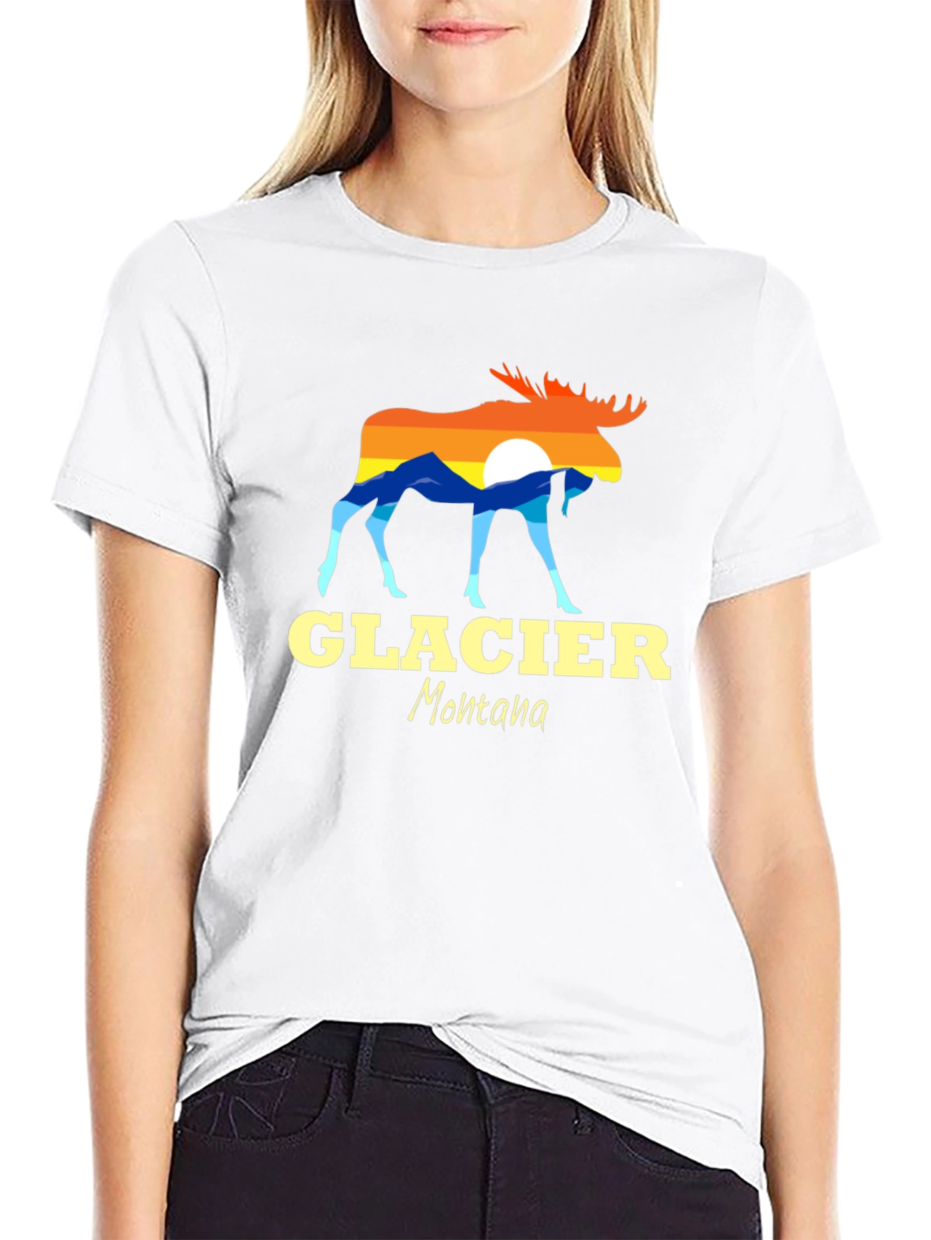 Glacier Montana Moose Graphic Tee - Black