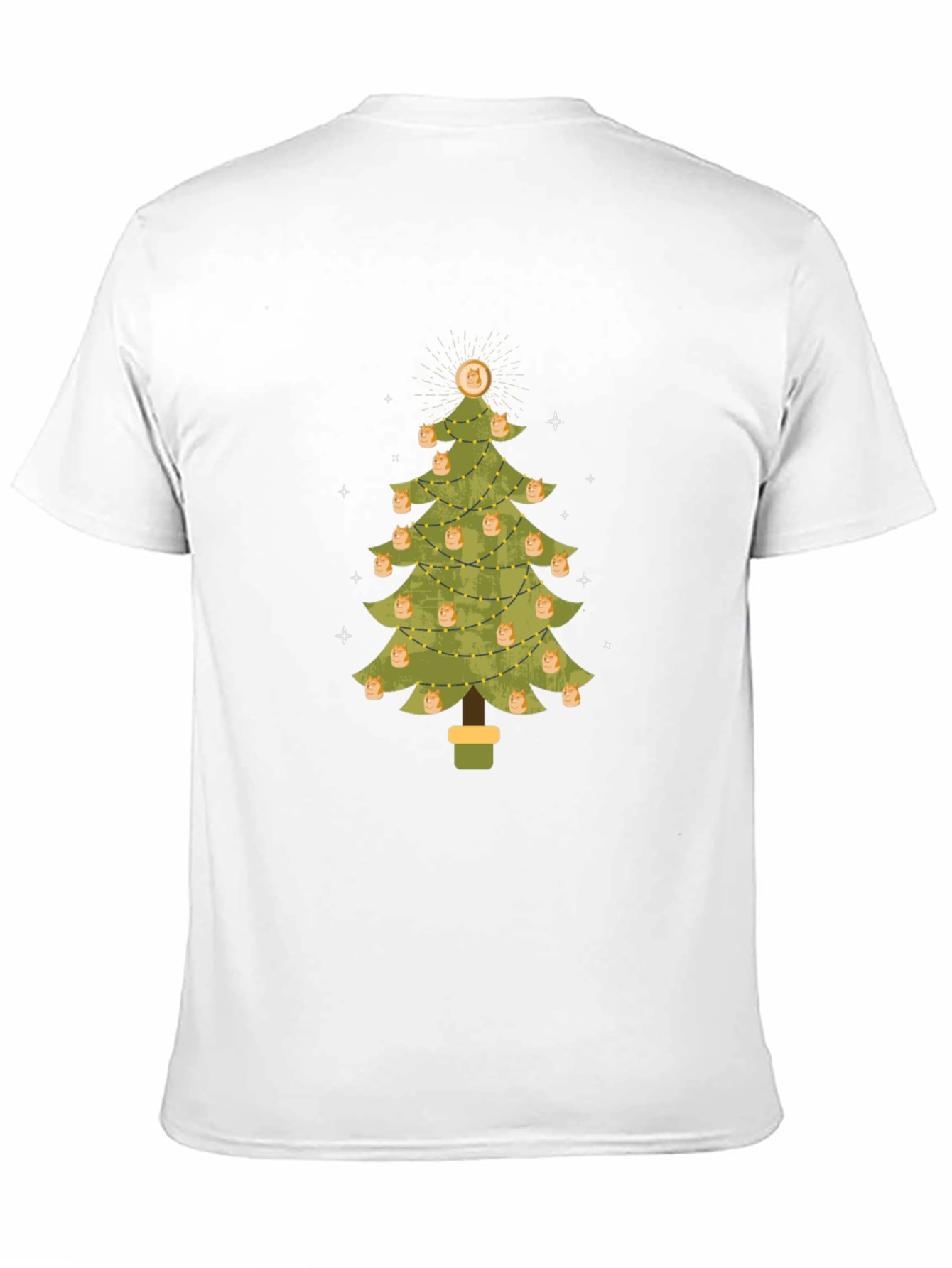 Dogecoin Christmas Tree Graphic Tee - Holiday Crypto Shirt