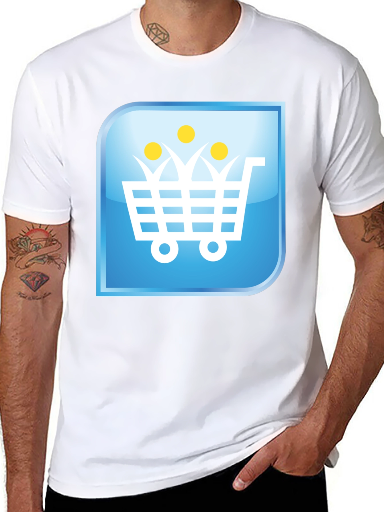 Shopping Cart People Black T-Shirt