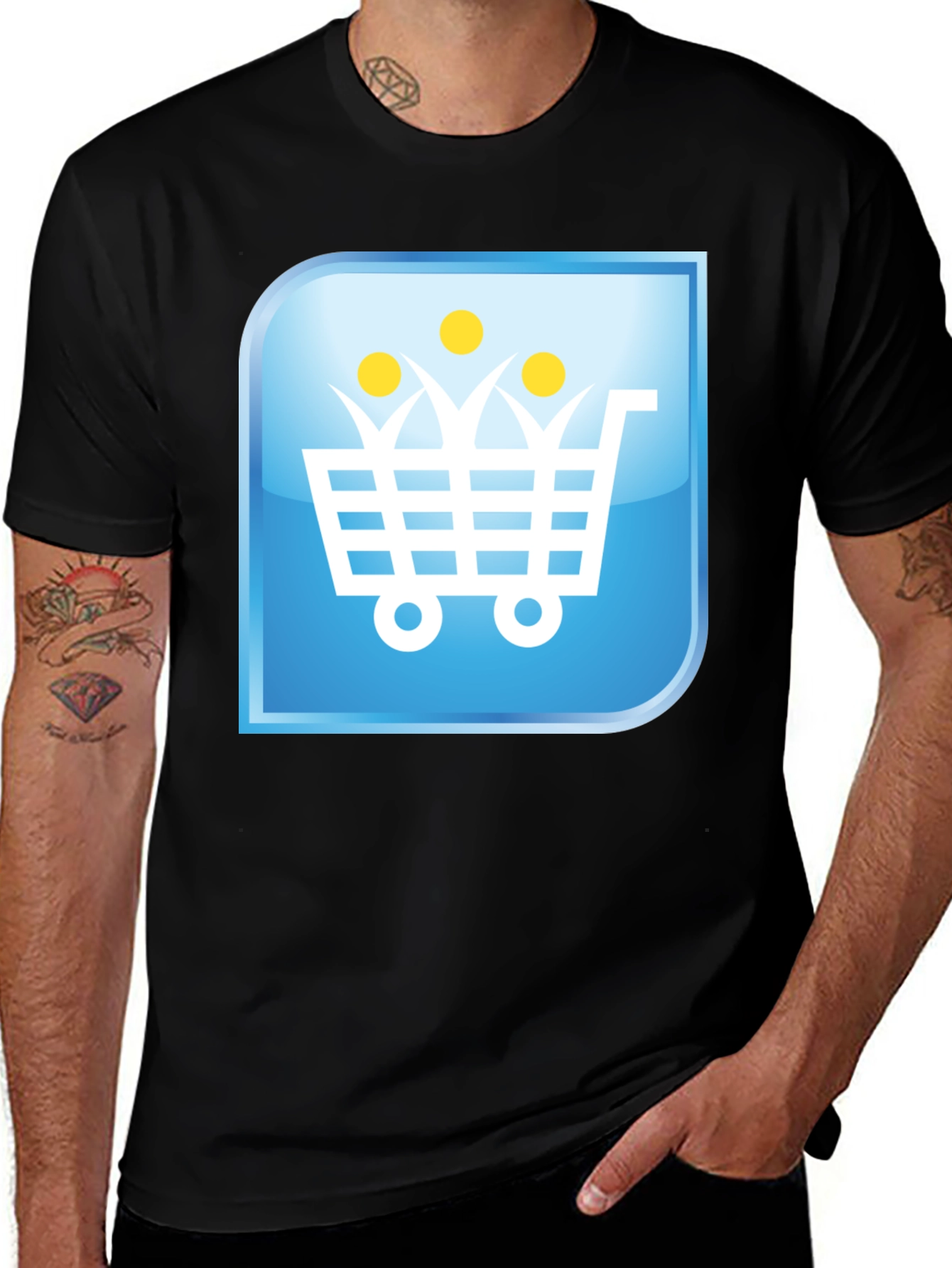 Shopping Cart People Black T-Shirt