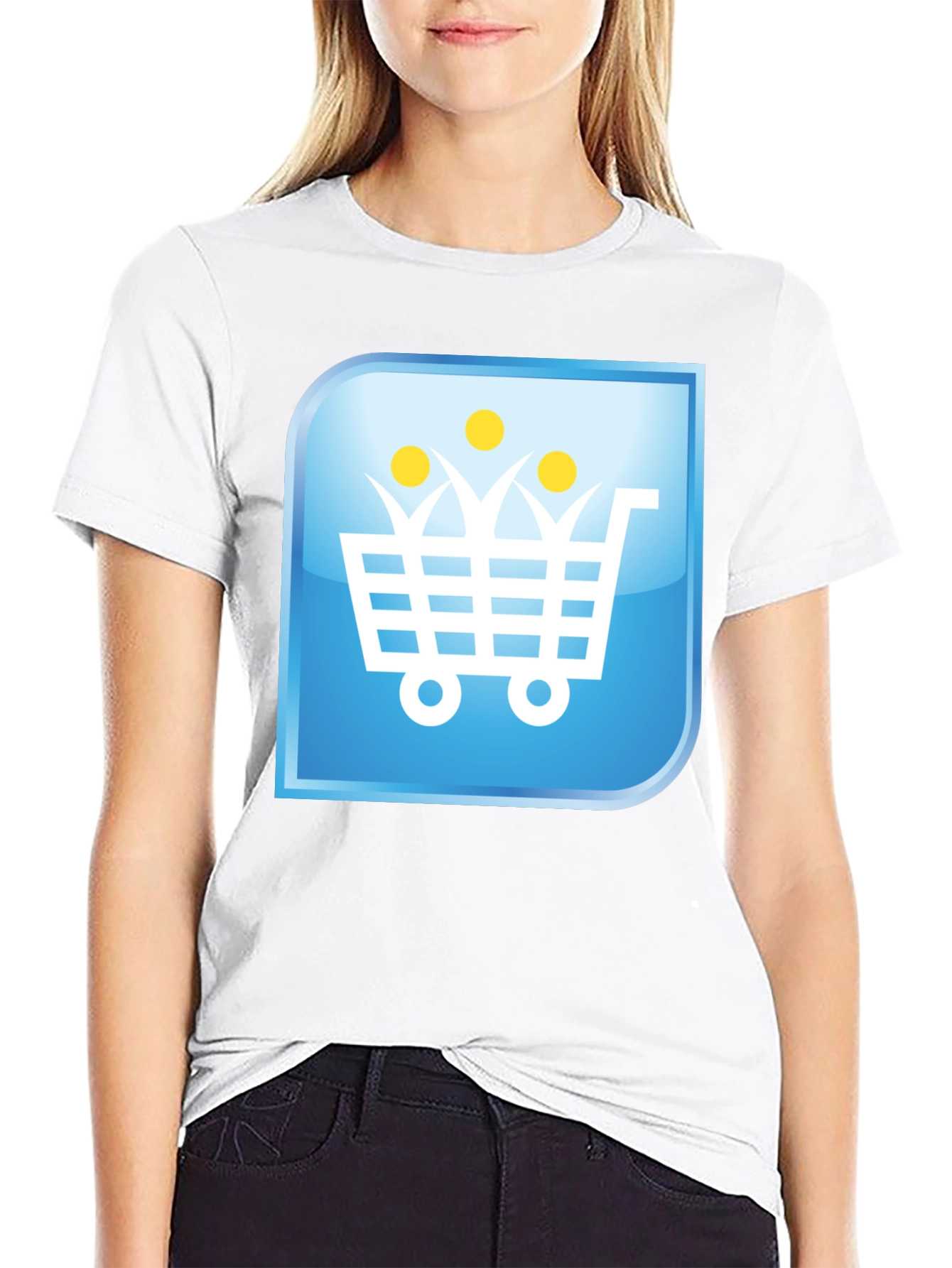 Shopping Cart People Black T-Shirt