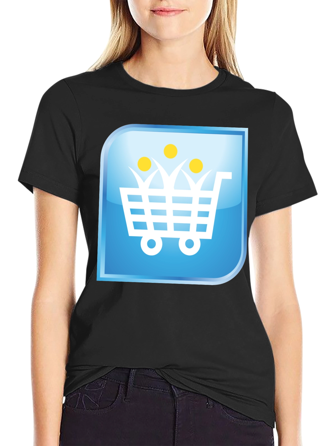 Shopping Cart People Black T-Shirt