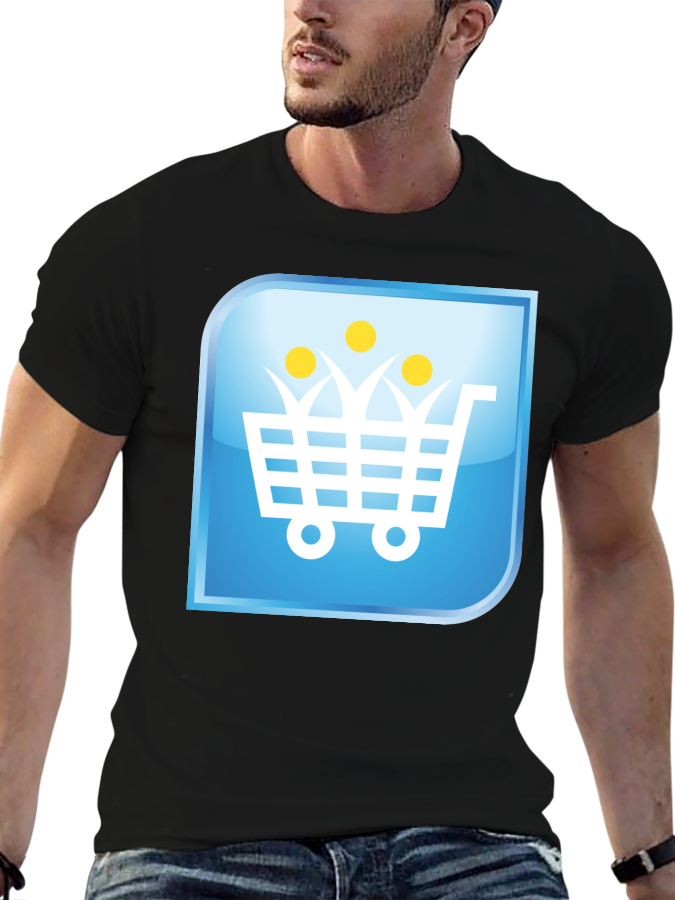 Shopping Cart People Black T-Shirt