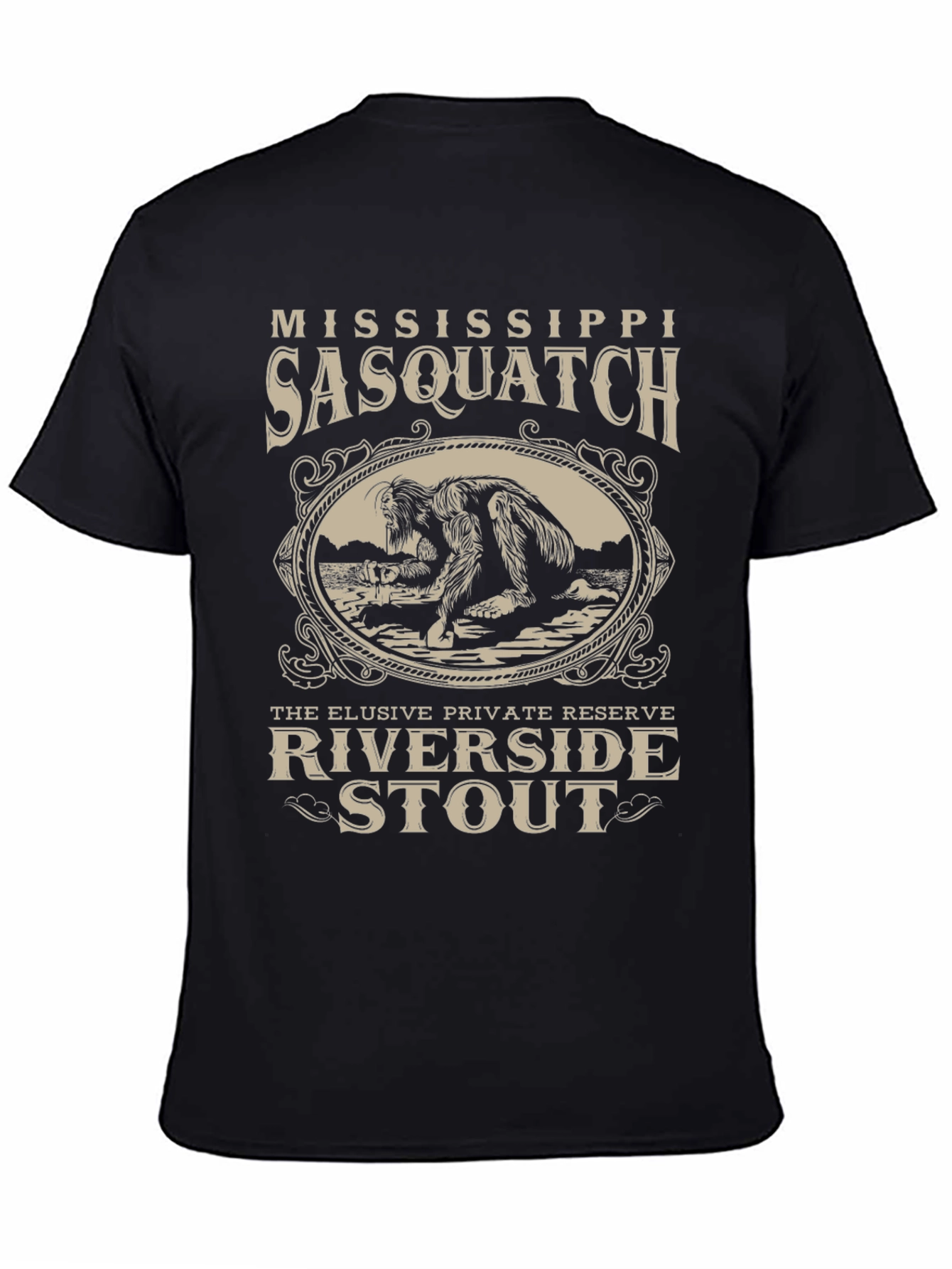Mississippi Sasquatch Riverside Stout Black T-Shirt