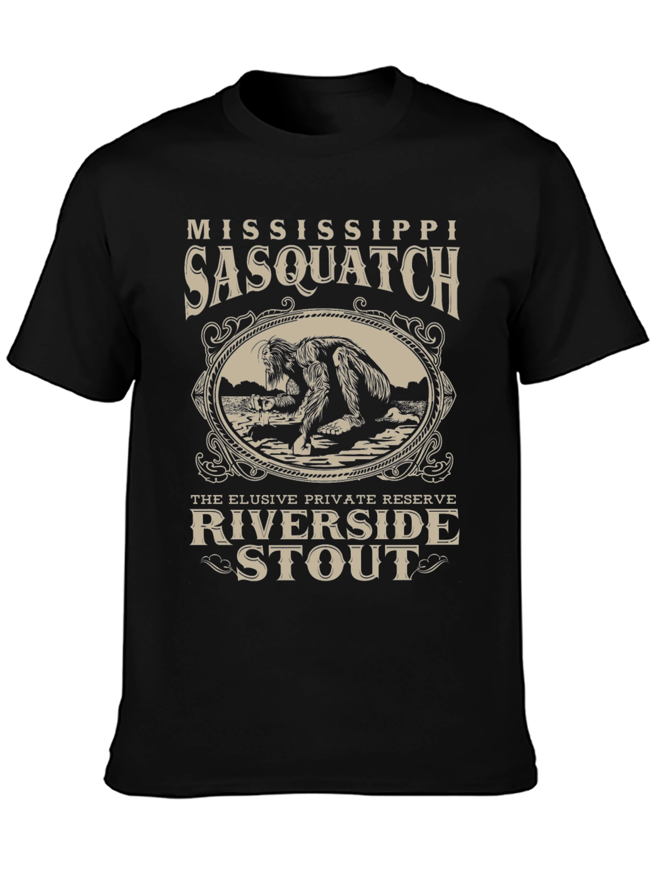 Mississippi Sasquatch Riverside Stout Black T-Shirt