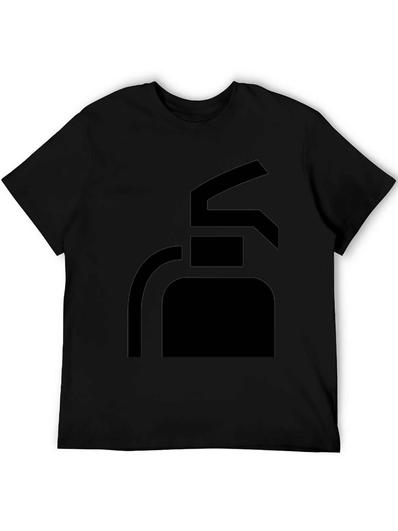 Mens Black T-Shirt with Fire Extinguisher Graphic