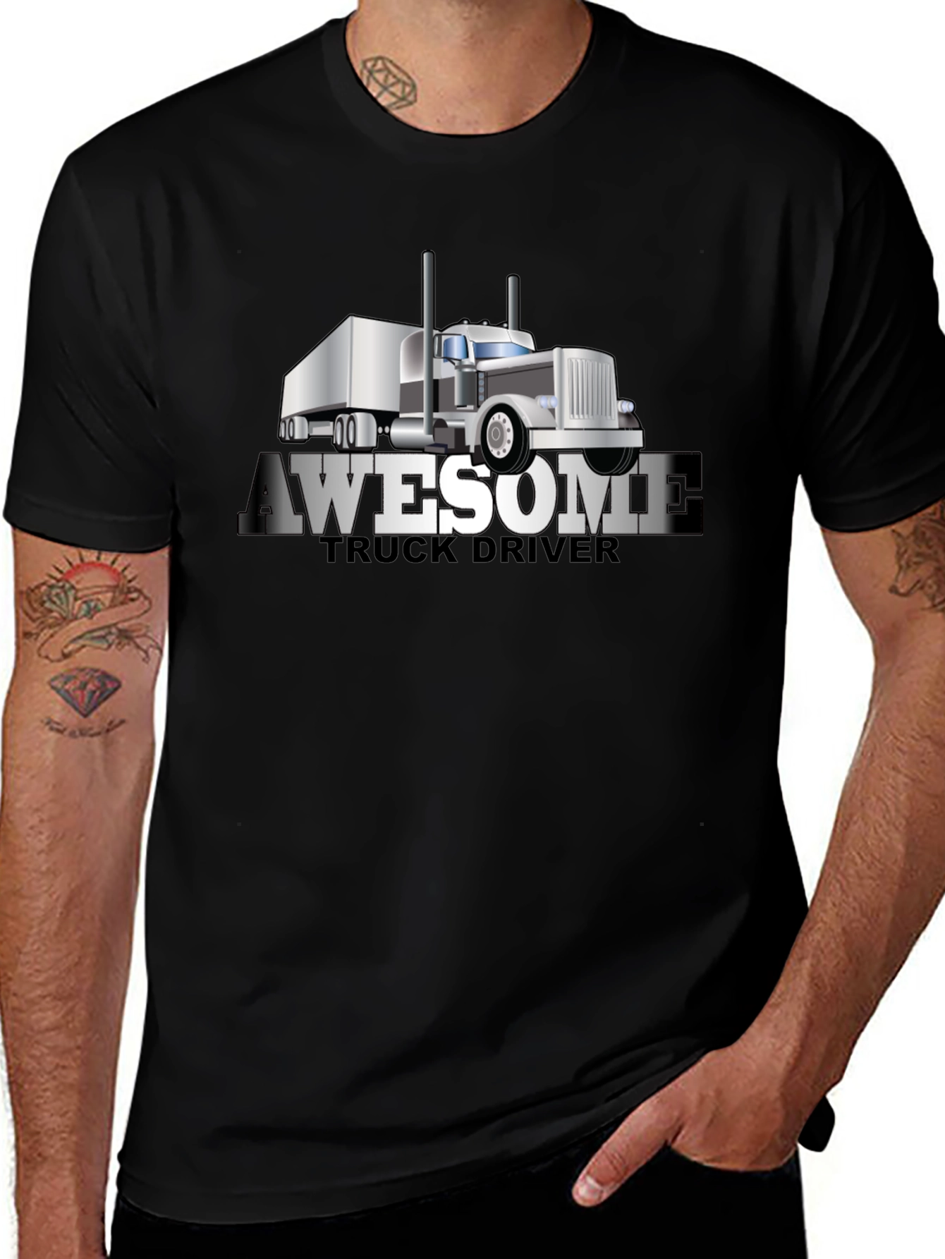 Awesome Truck Driver T-Shirt - Black