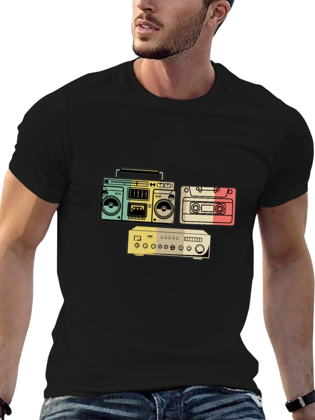 Retro Audio T-Shirt - Boombox Cassette Amplifier Design