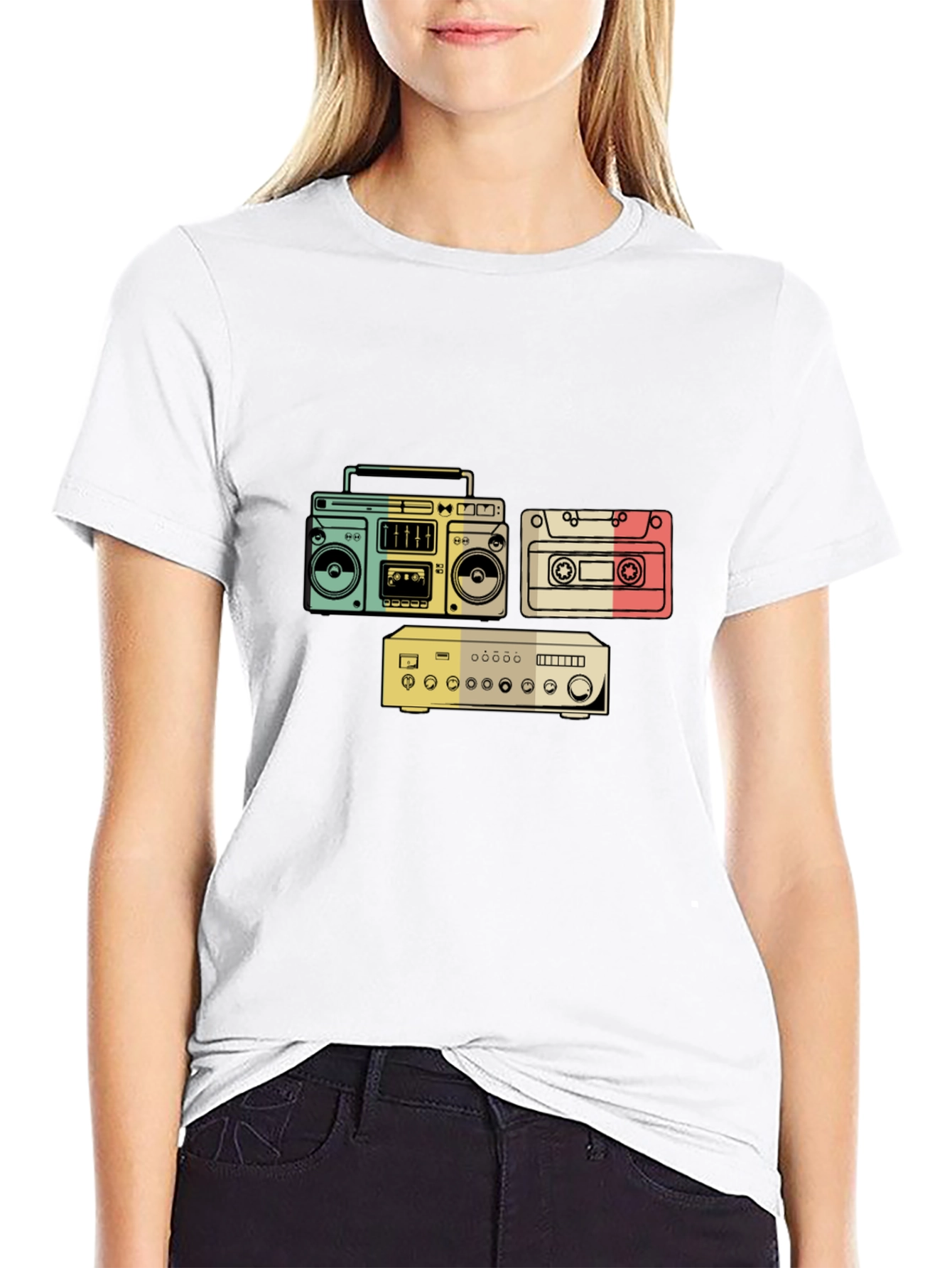 Retro Audio T-Shirt - Boombox Cassette Amplifier Design