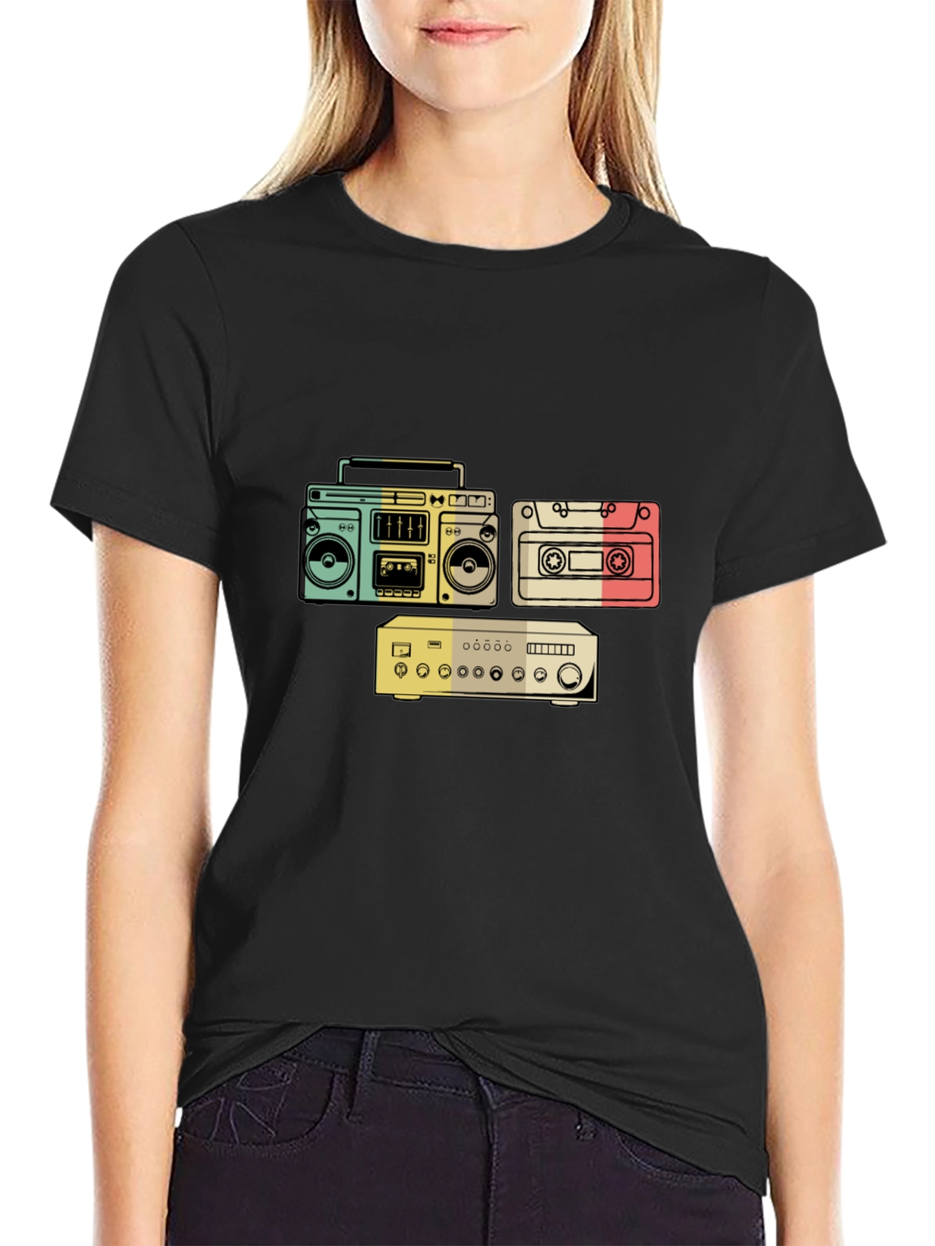 Retro Audio T-Shirt - Boombox Cassette Amplifier Design