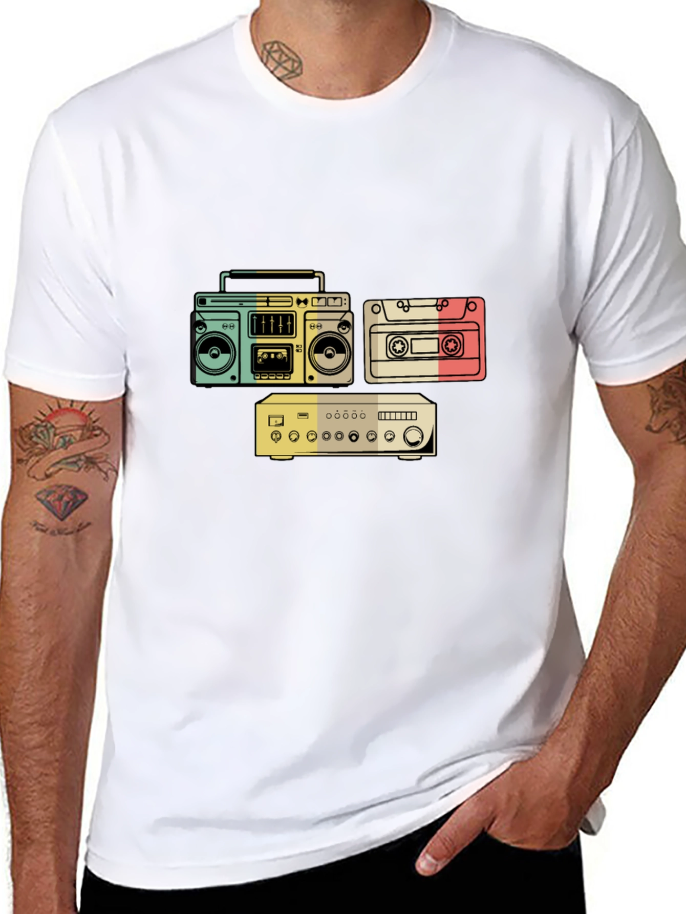 Retro Audio T-Shirt - Boombox Cassette Amplifier Design