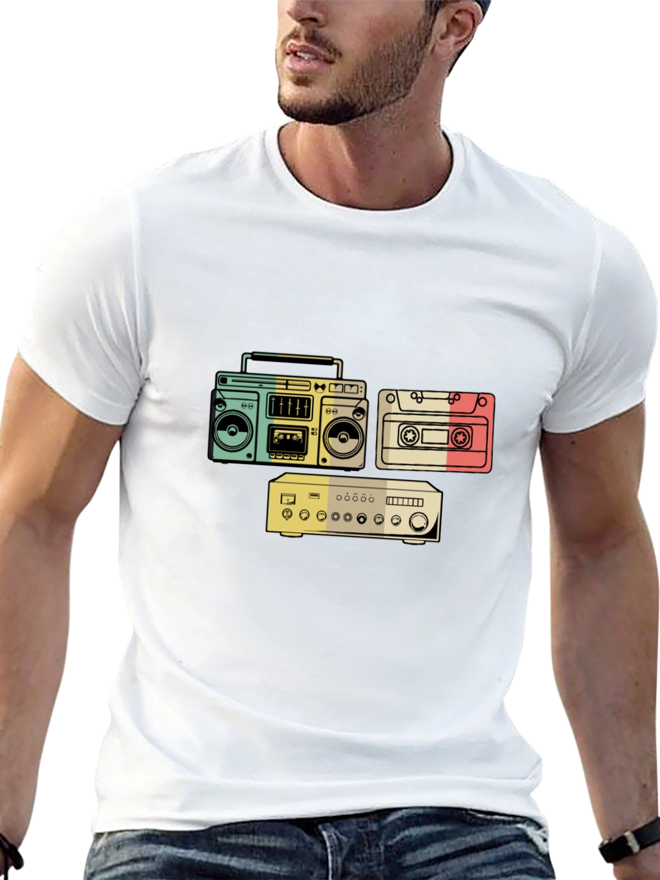 Retro Audio T-Shirt - Boombox Cassette Amplifier Design