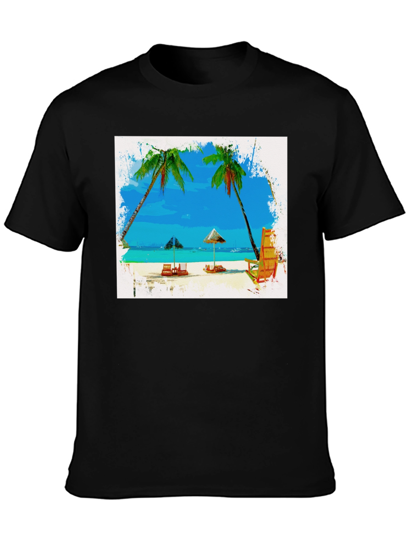 Beach Scene Graphic Tee - Tropical T-Shirt