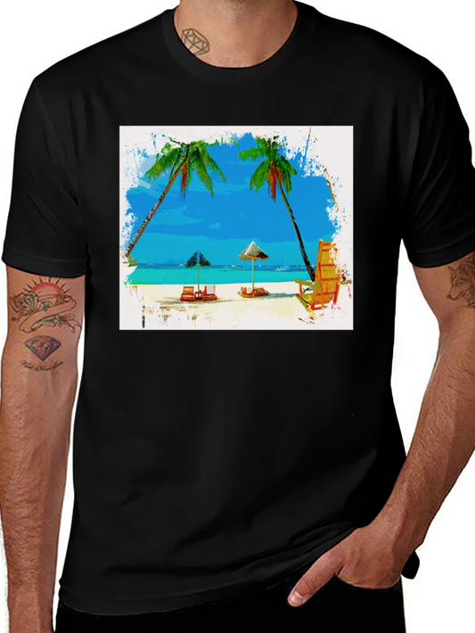 Beach Scene Graphic Tee - Tropical T-Shirt