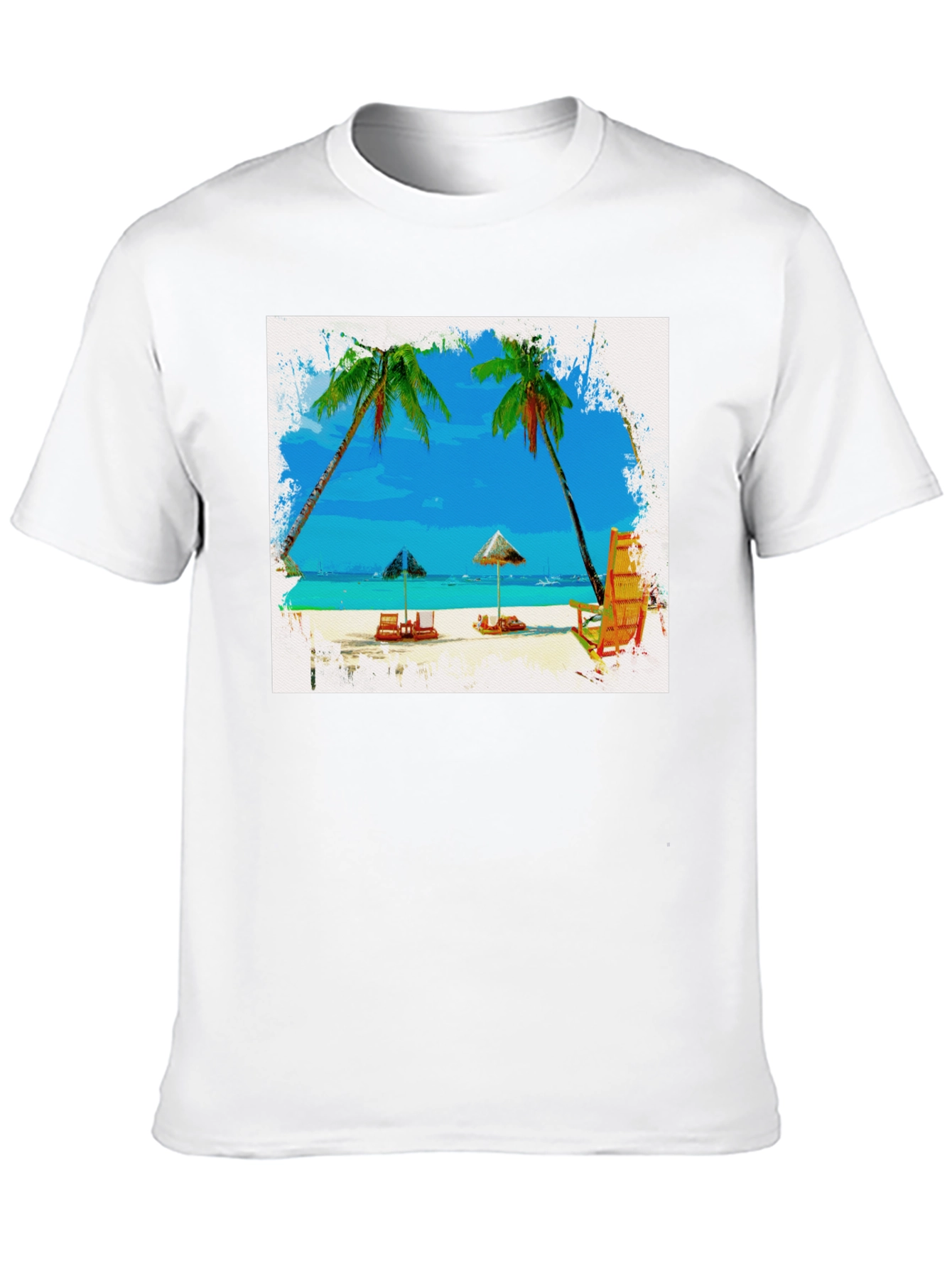 Beach Scene Graphic Tee - Tropical T-Shirt