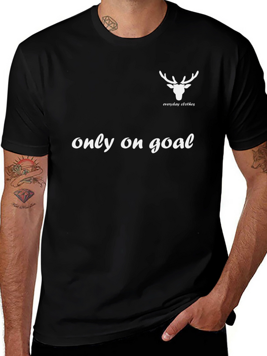 Mens Black Deer Everyday Clothes Graphic T-Shirt